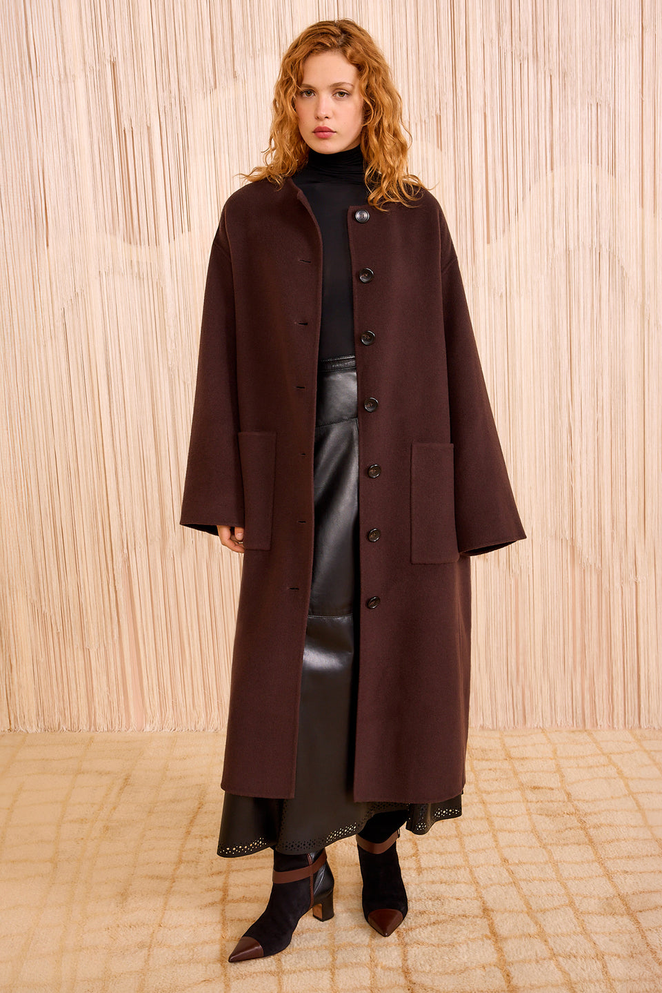 Fernanda Double Faced Wool Oversized Coat - Sable