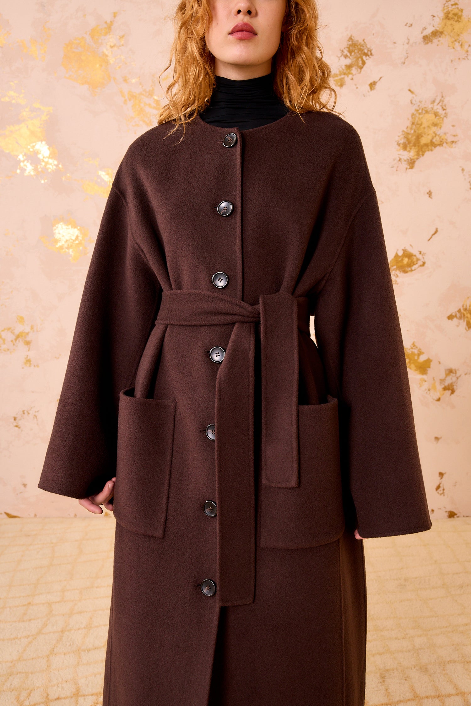 Fernanda Double Faced Wool Oversized Coat - Sable