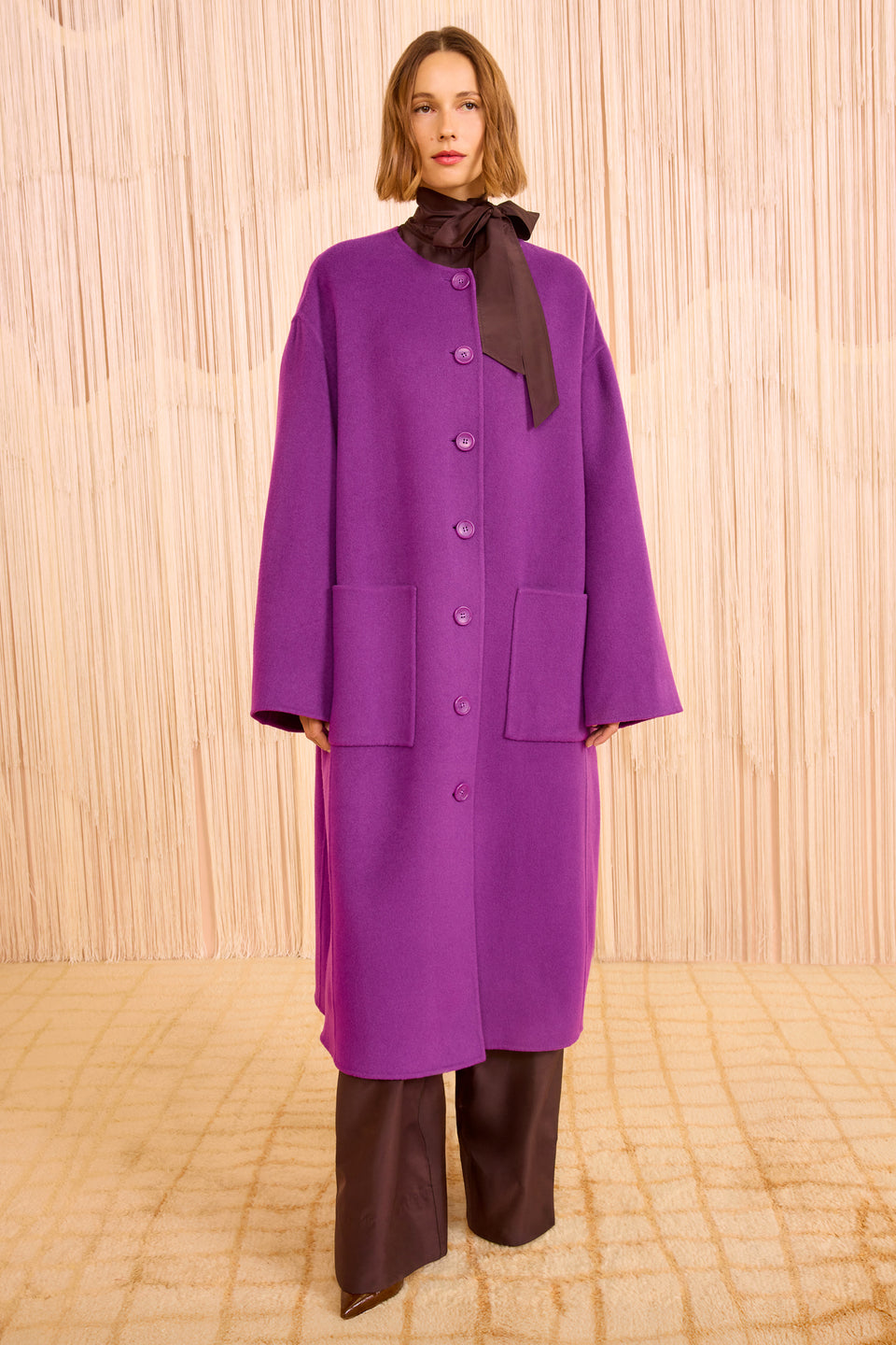 Fernanda Double Faced Wool Oversized Coat - Thistle