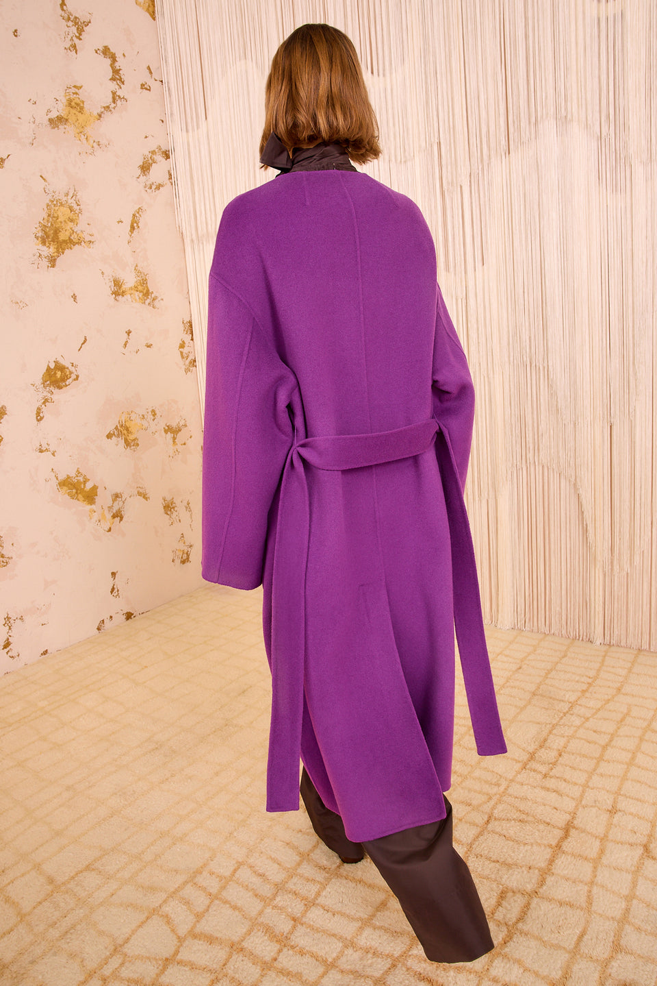 Thistle Double-Faced Wool Coat - Back View with Belt, On Model | Ulla Johnson