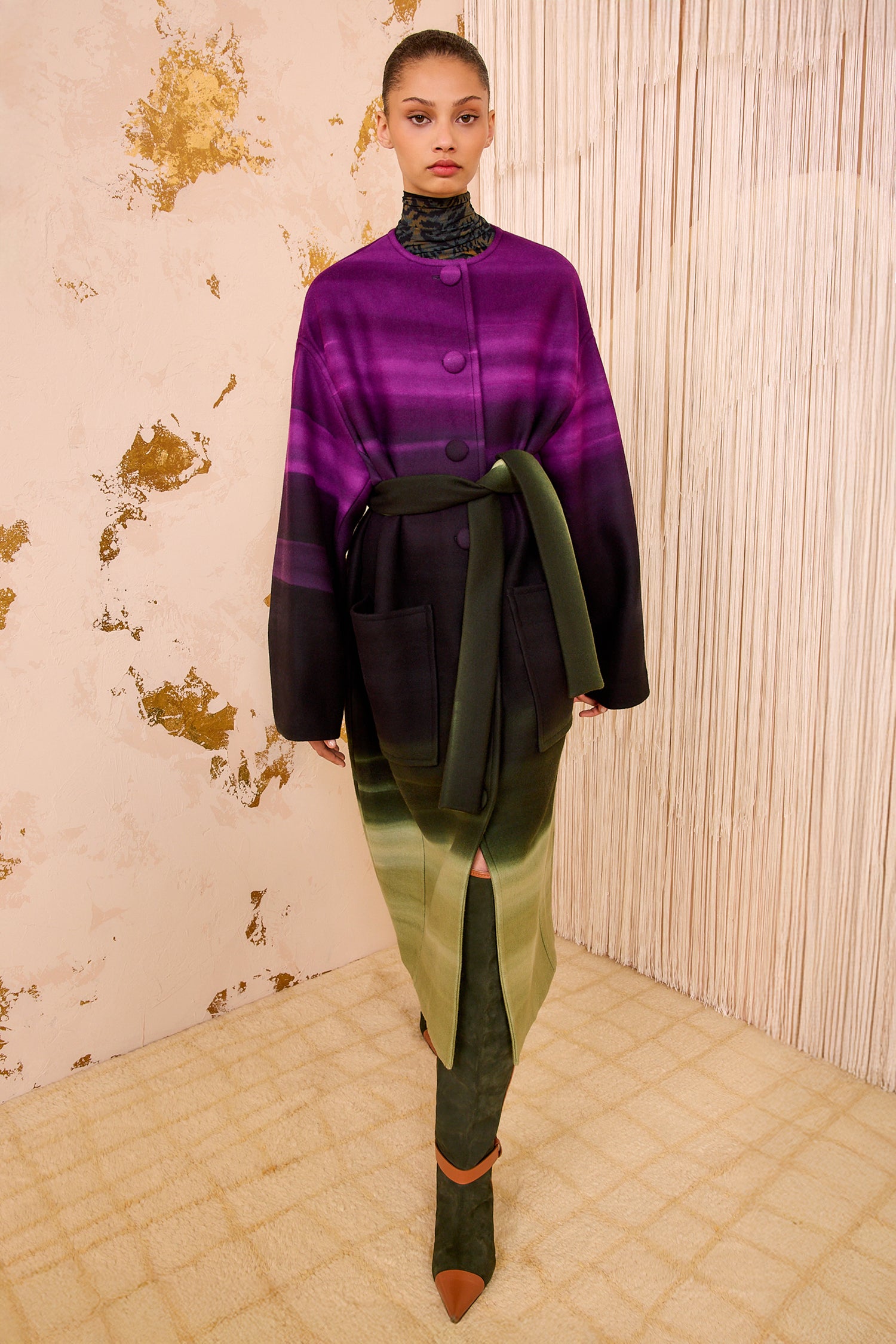 Fernanda Oversized Wool Melton Coat - Borealis