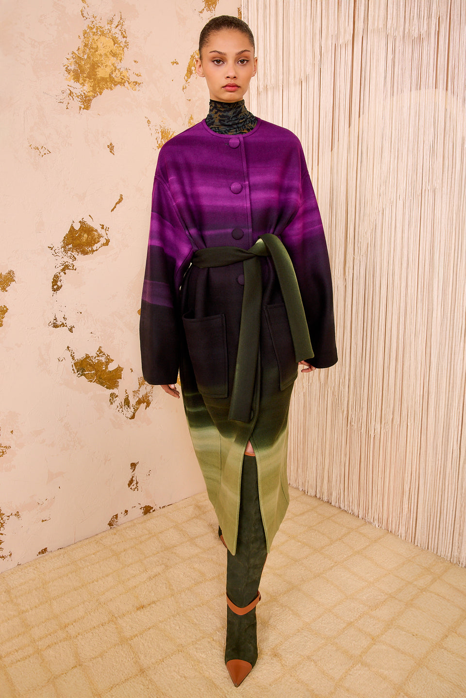 Fernanda Oversized Wool Melton Coat - Borealis