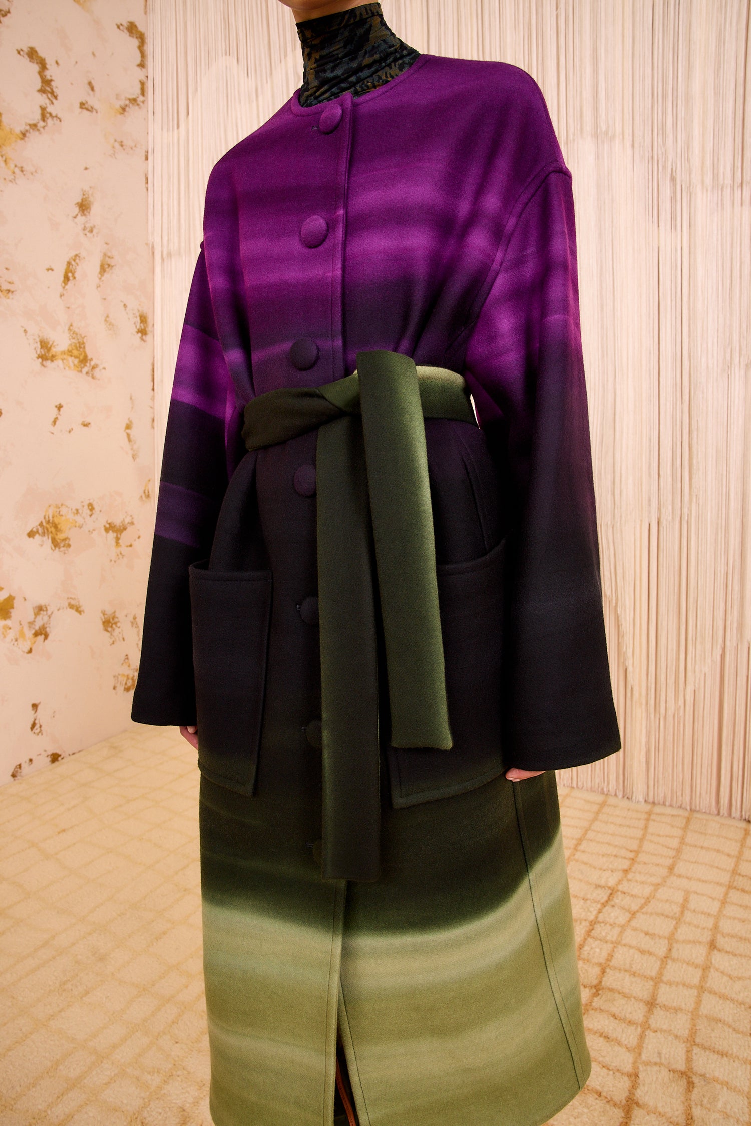 Fernanda Oversized Wool Melton Coat - Borealis
