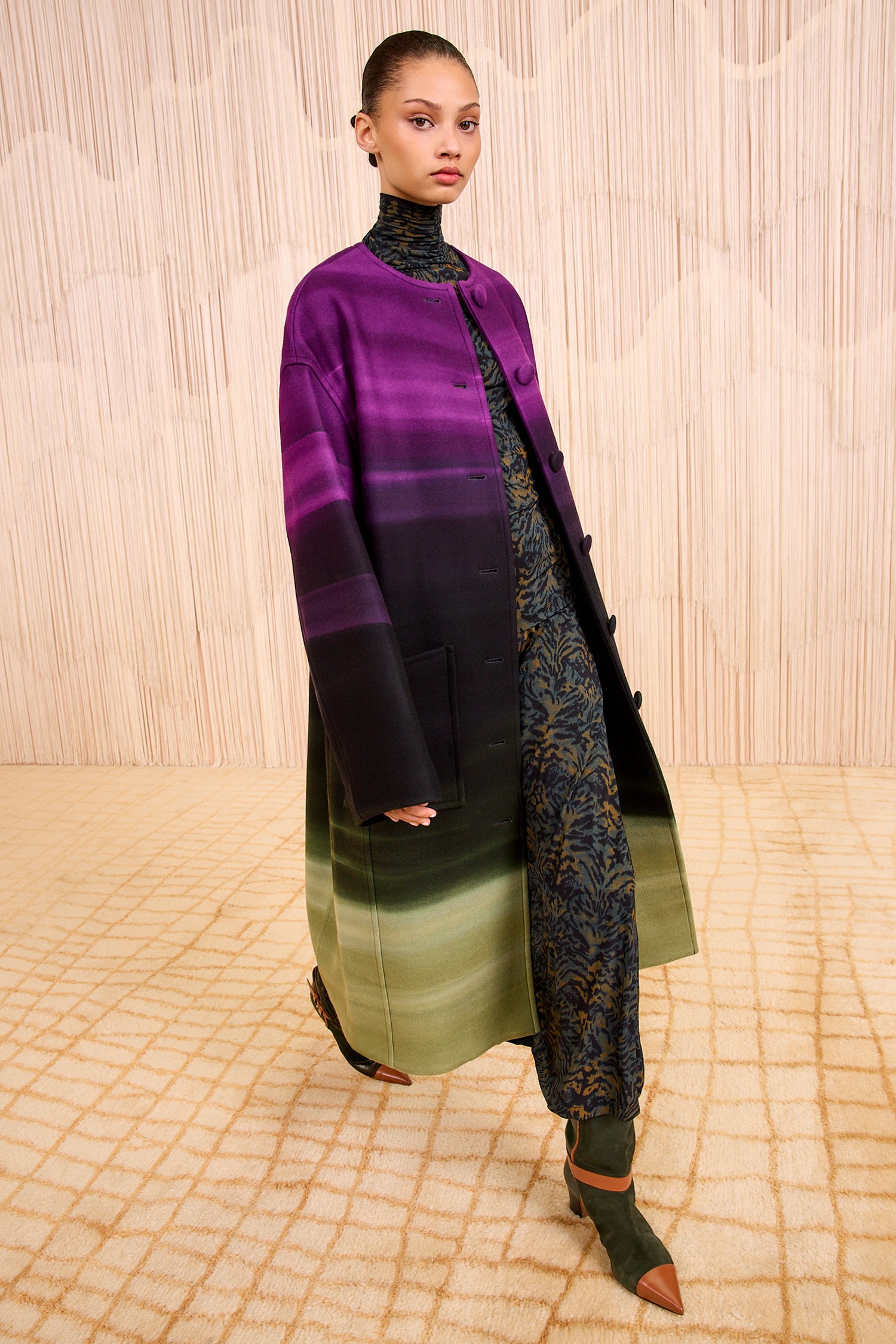 Fernanda Oversized Wool Melton Coat - Borealis