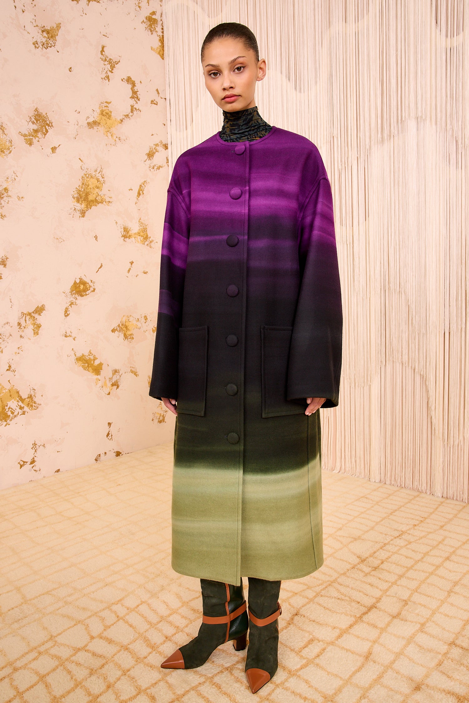 Fernanda Oversized Wool Melton Coat - Borealis