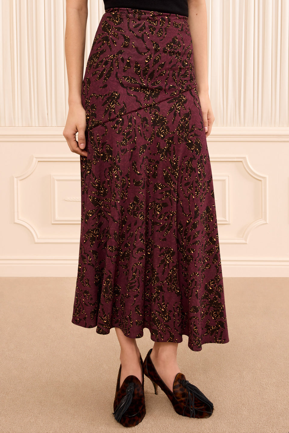 Fiona Jersey Skirt - Claret Floral