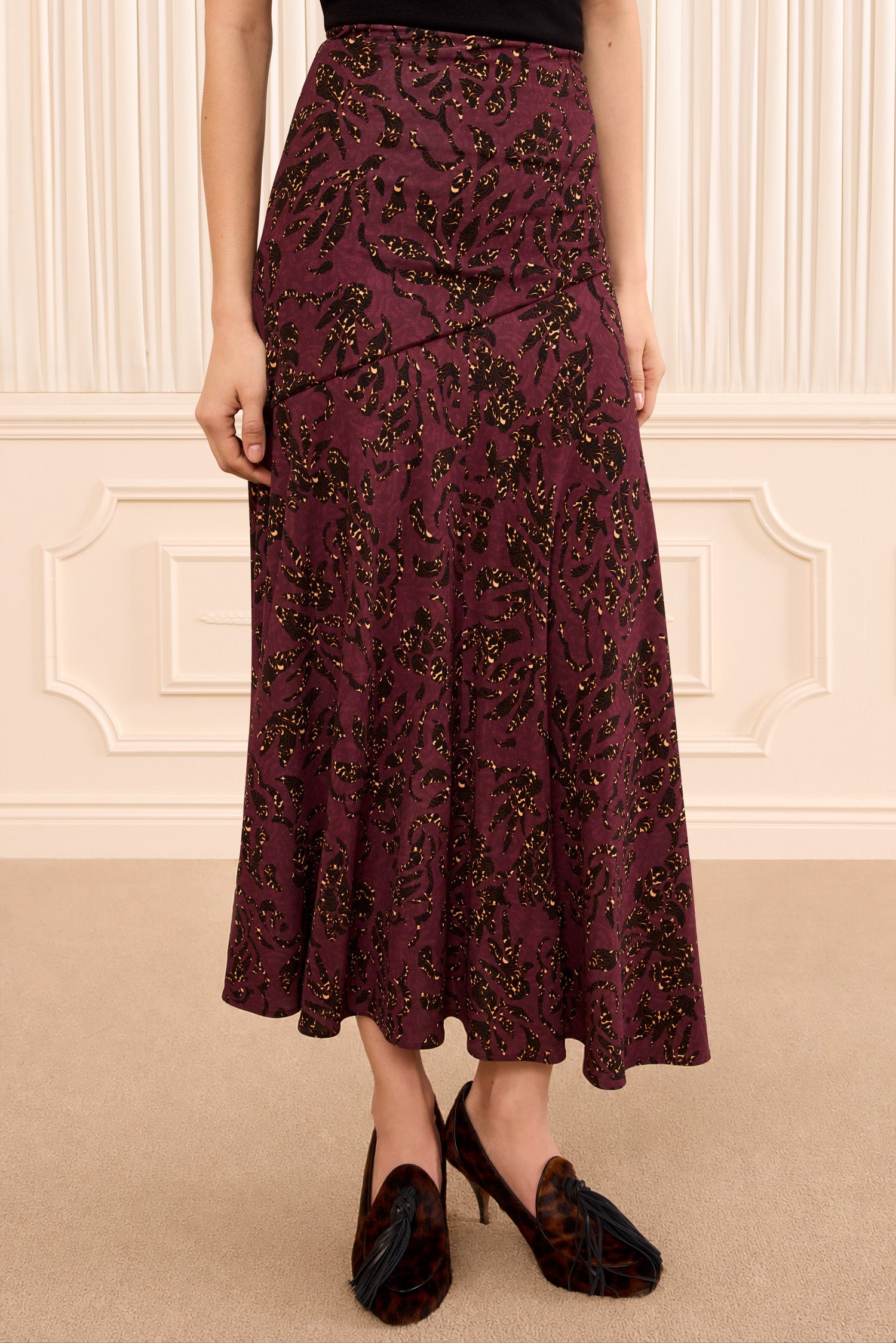 Ulla Johnson Fiona Jersey Skirt - Claret Floral