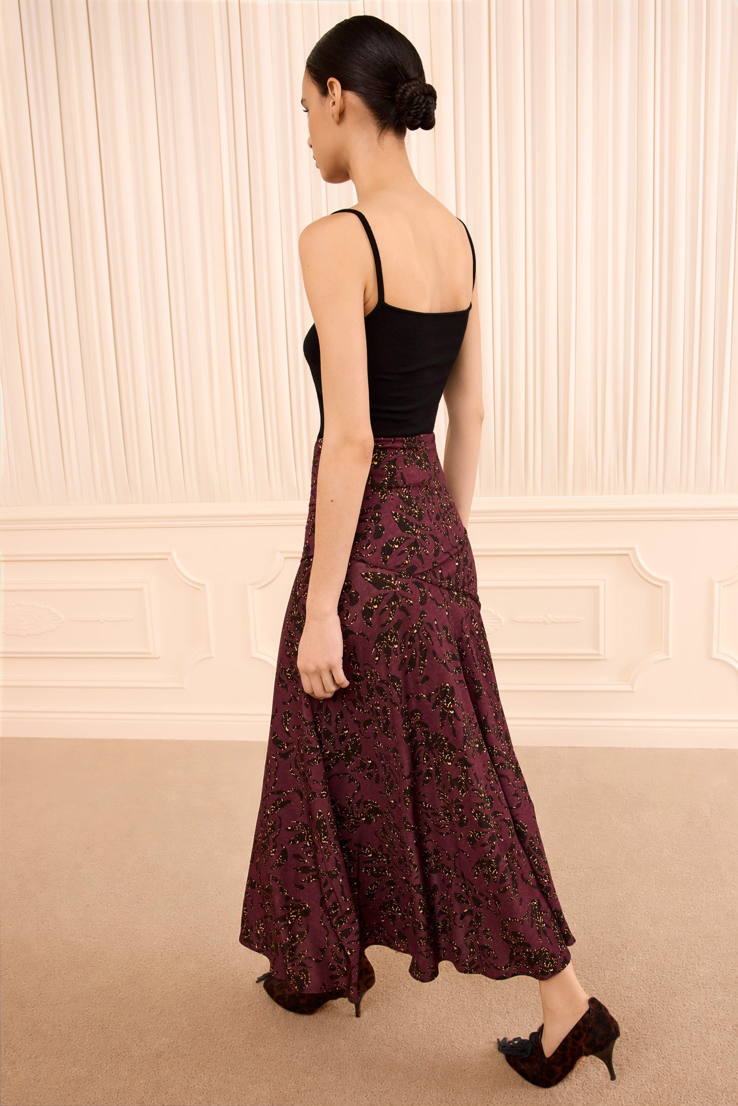 Ulla Johnson Fiona Jersey Skirt - Claret Floral
