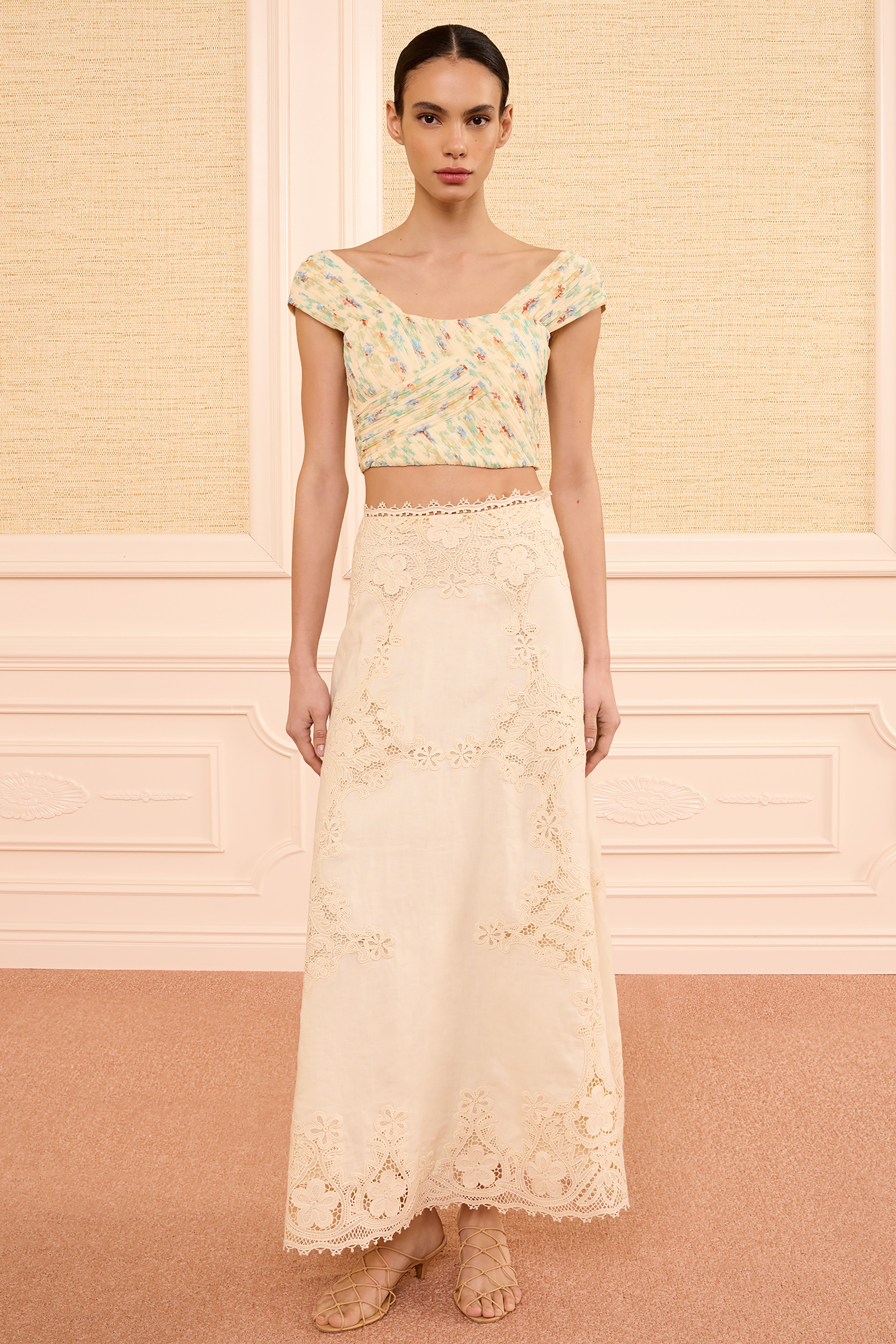 Fleur Linen Midi Skirt