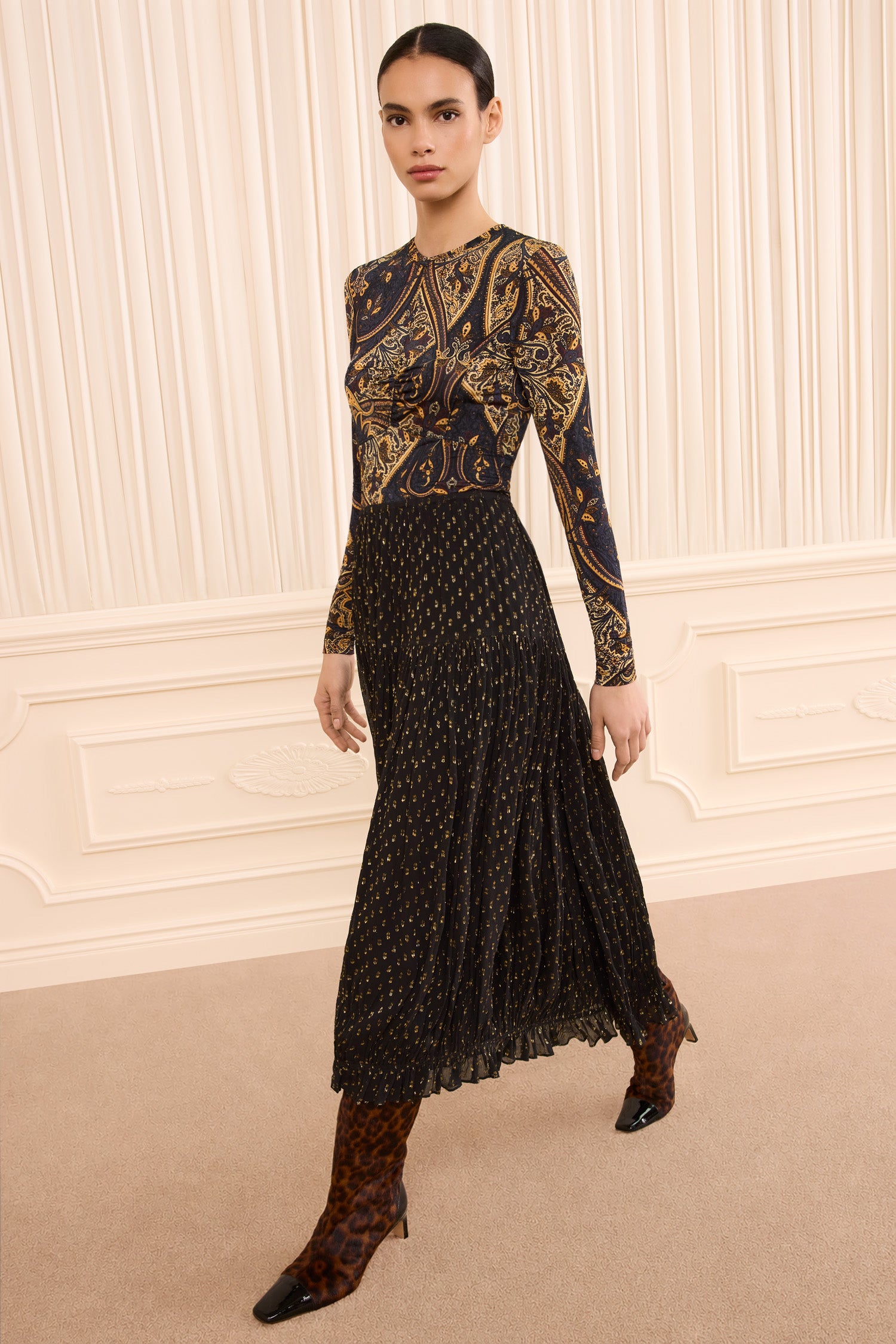 Floret Silk Skirt - Noir
