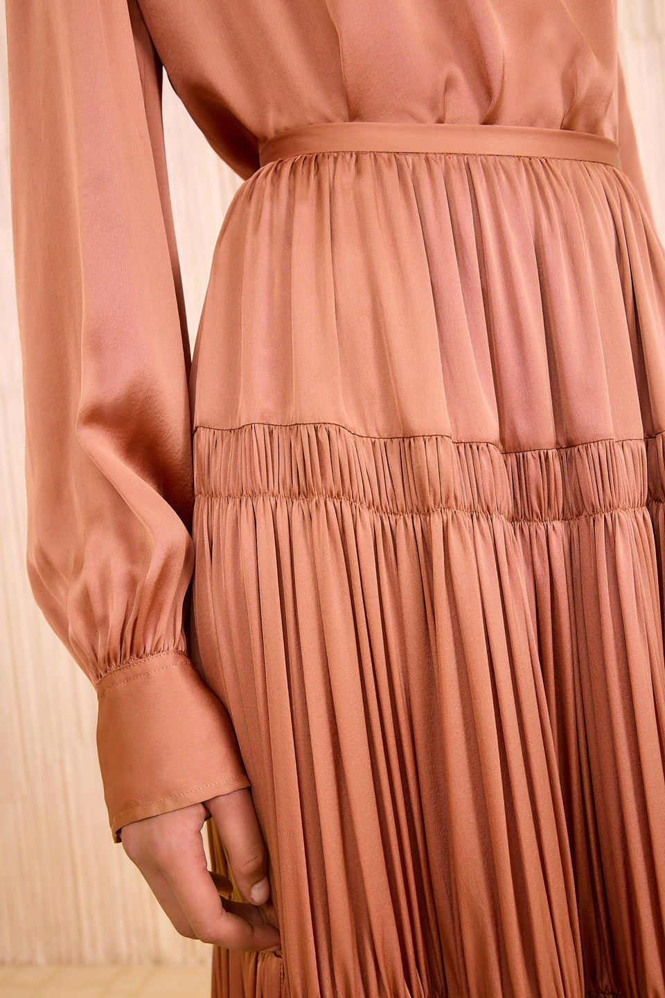 Gaelle Silk High Waist Maxi Skirt - Desert Rose