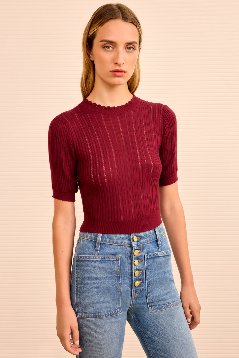 Gemma Puff Sleeve Top - Claret