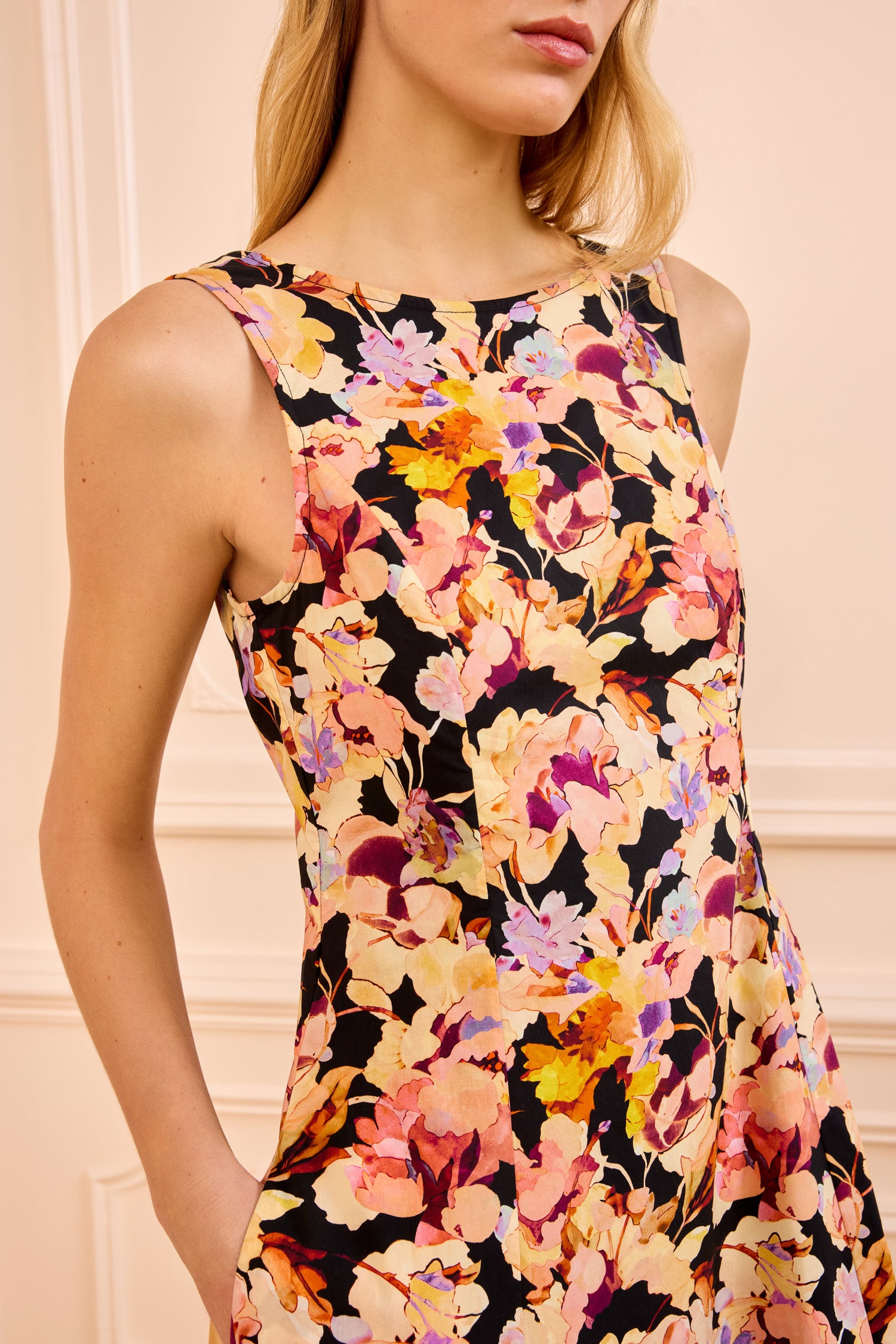 Georgia Cotton Midi Dress - Night Bloom