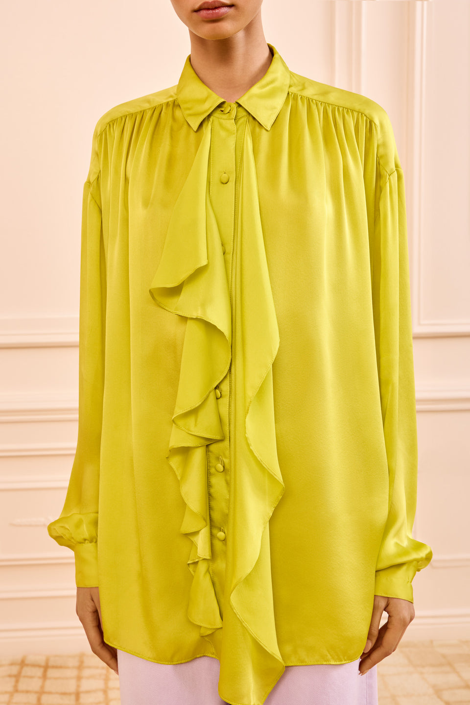 Gesture Silk Blouse - Chartreuse
