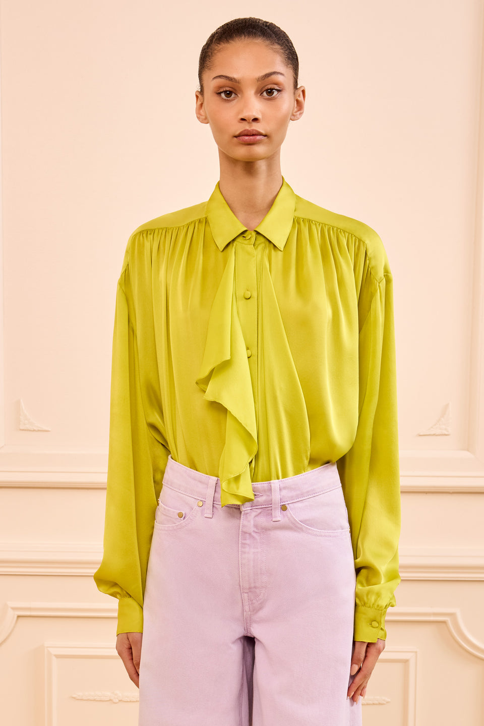 Gesture Silk Blouse - Chartreuse
