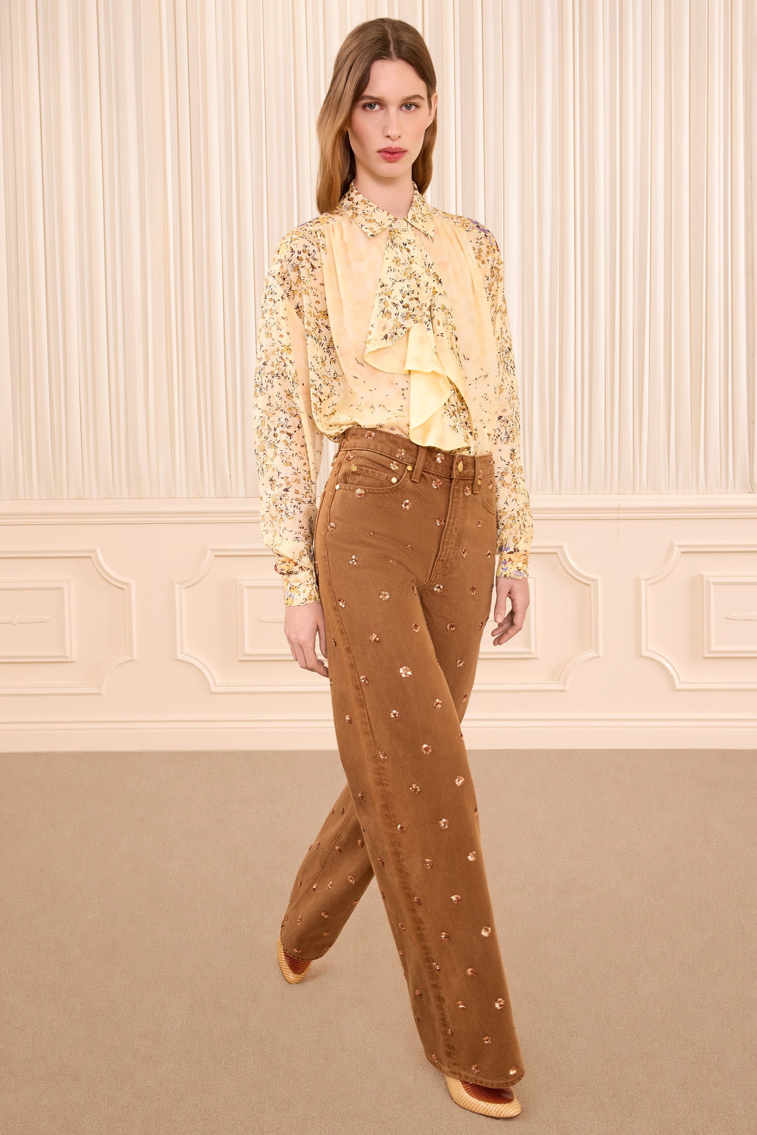 Gesture Long Sleeve Silk Blouse - Forsythia