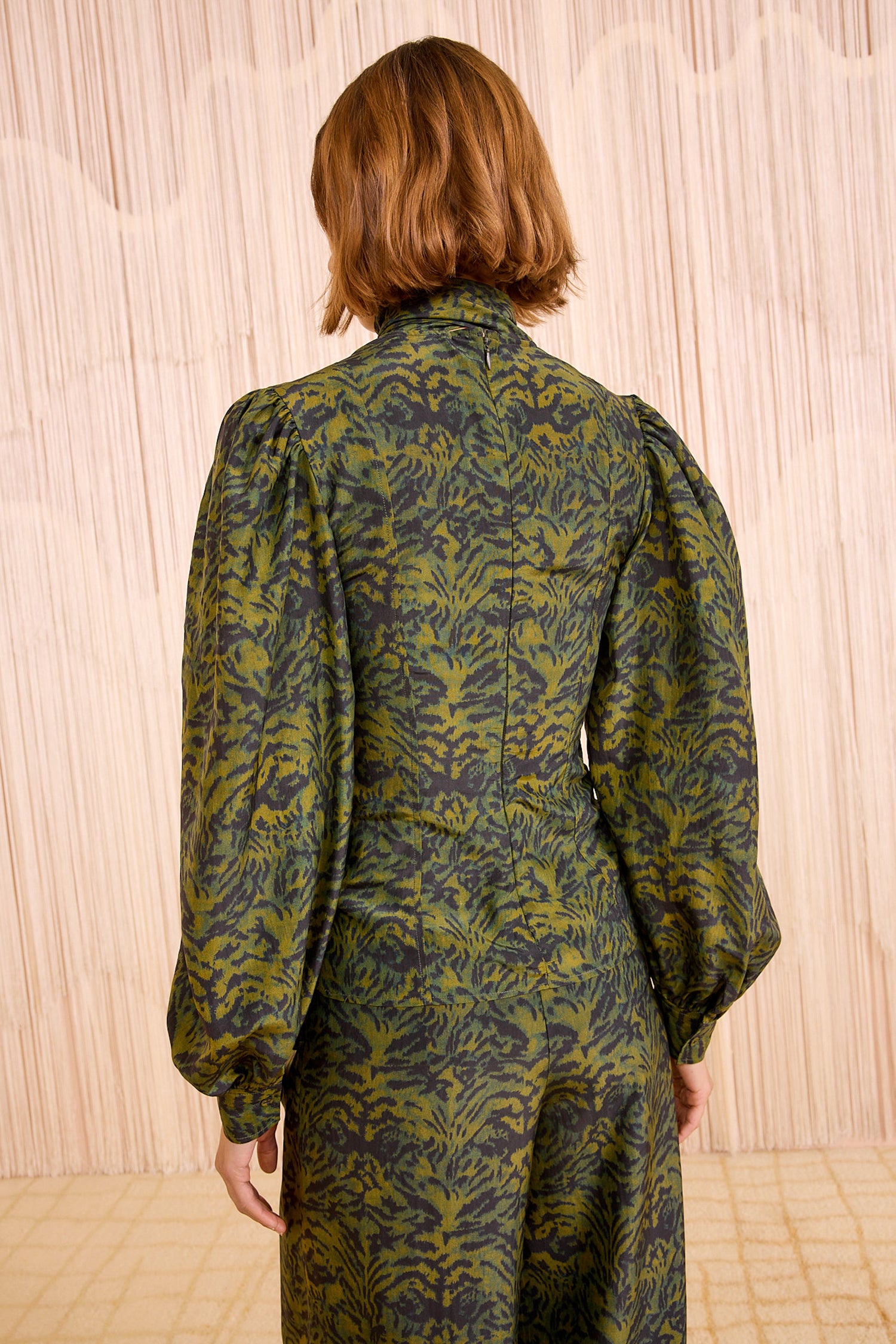 Giorgia Silk Neck Tie Blouse - Desert Jasper