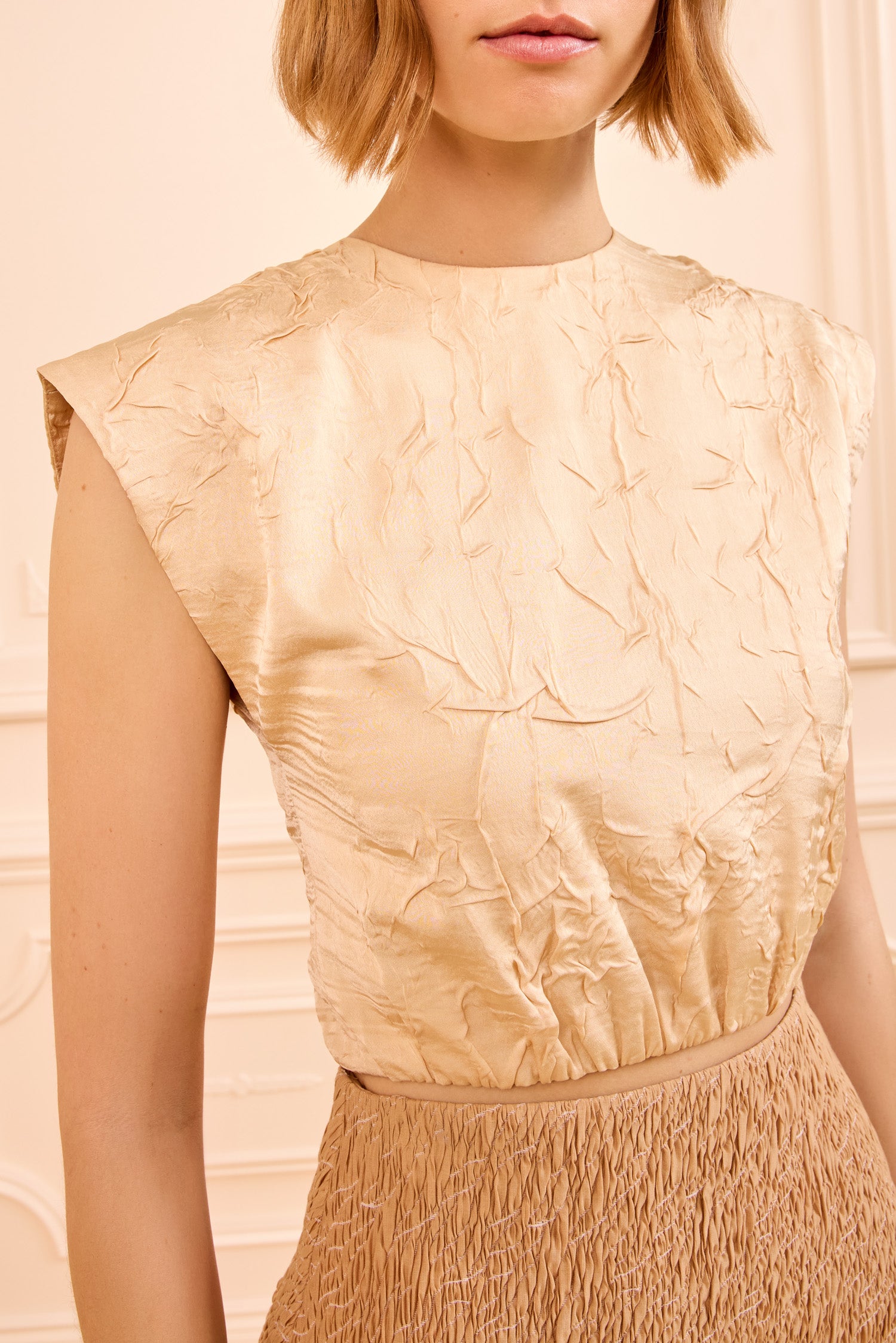 Ulla Johnson Gisella Satin Crop Top - Driftwood