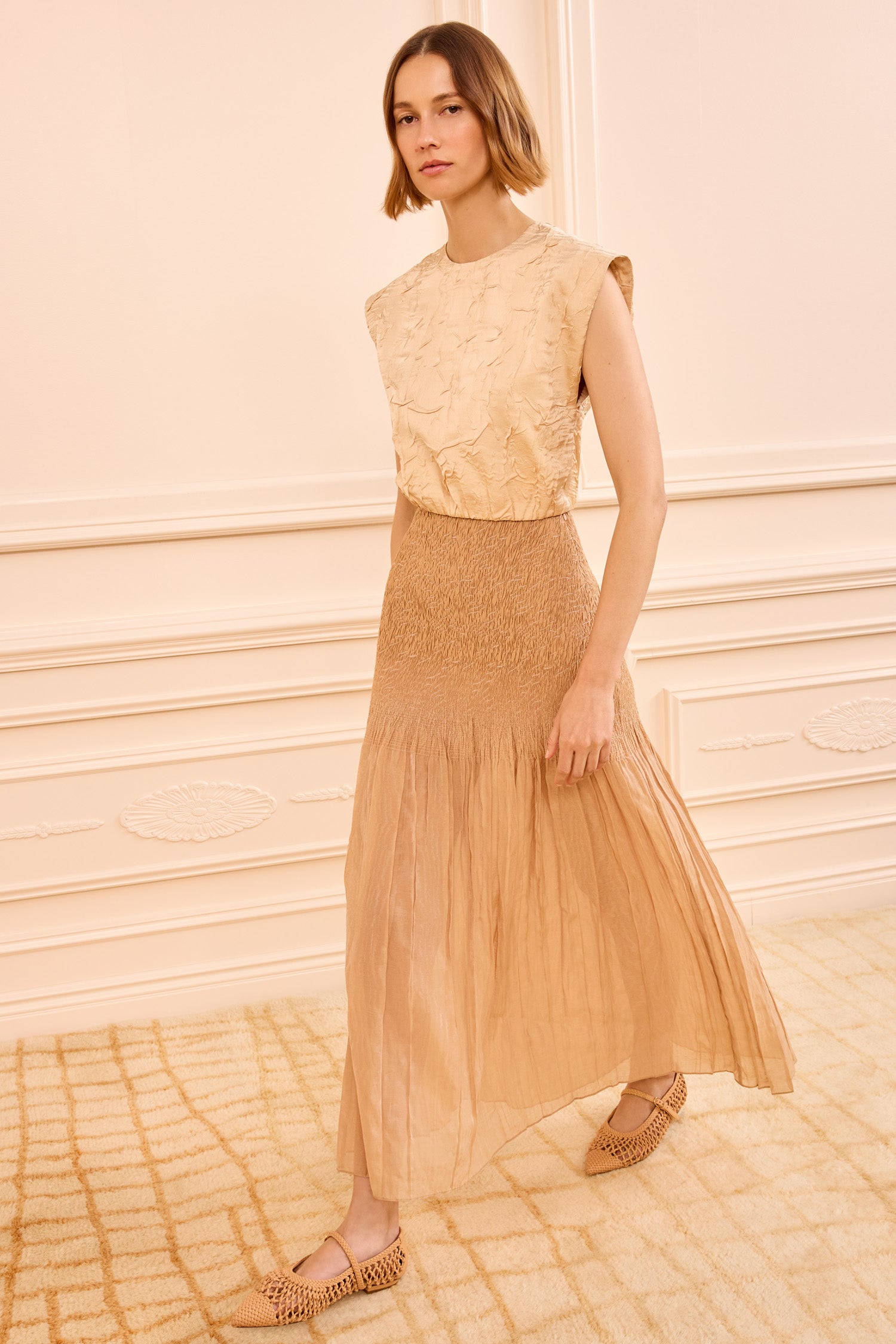 Gisella Satin Crop Top - Driftwood