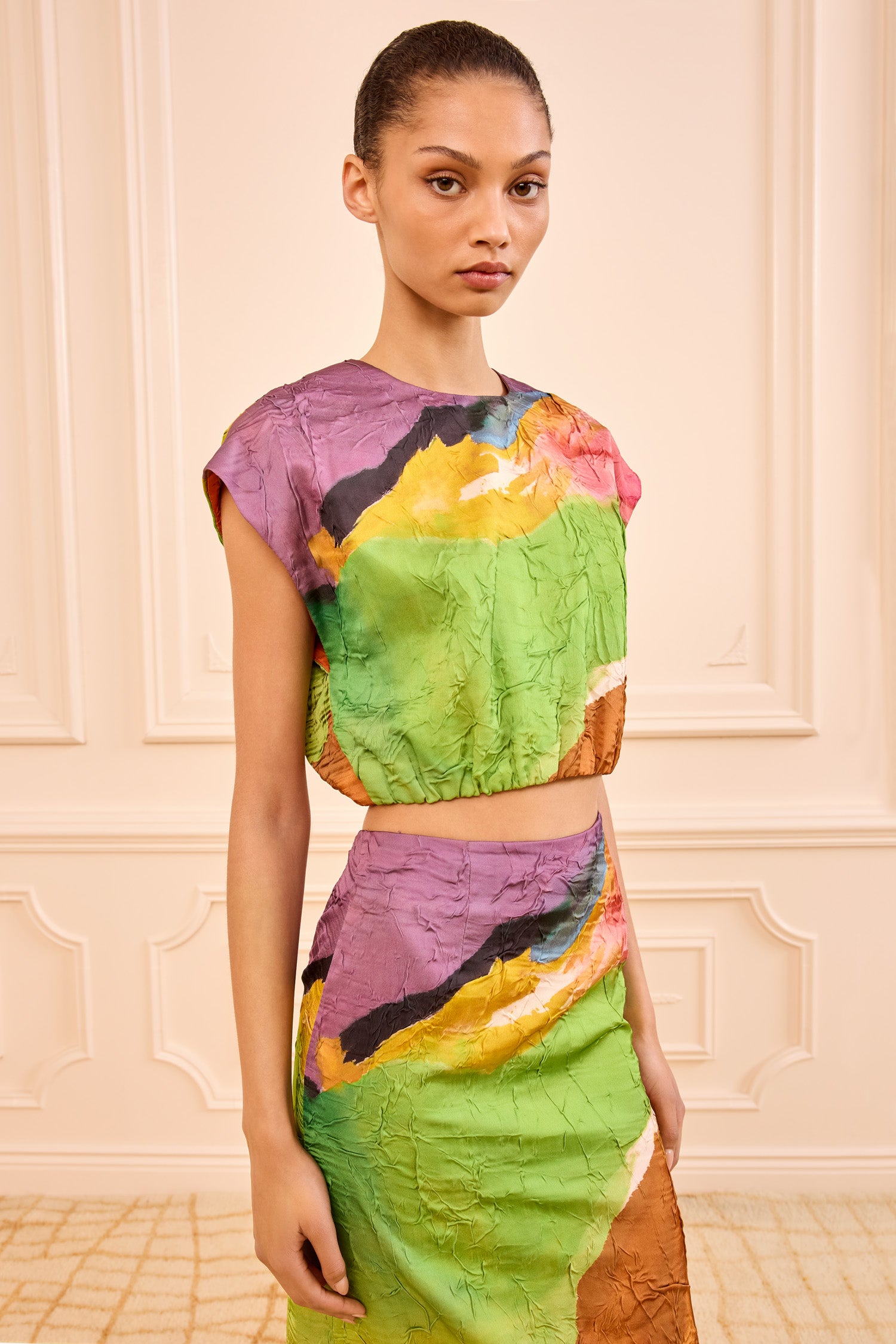 Gisella Satin Crop Top - Nature Abhors A Vacuum