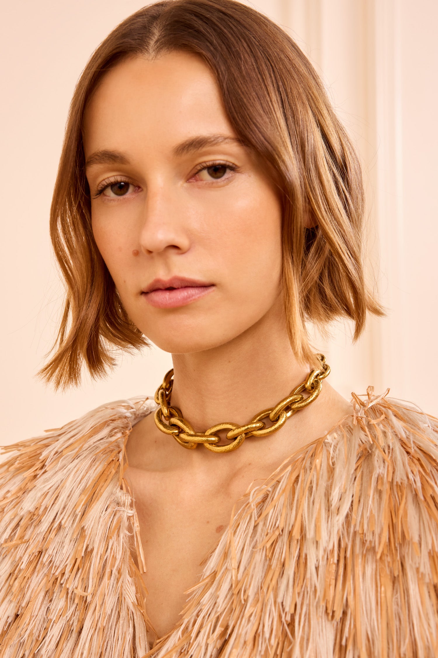 Gradient Oval Brass Necklace - Brass