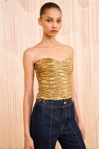 Heleen Metallic Cropped Cami Top - Oro