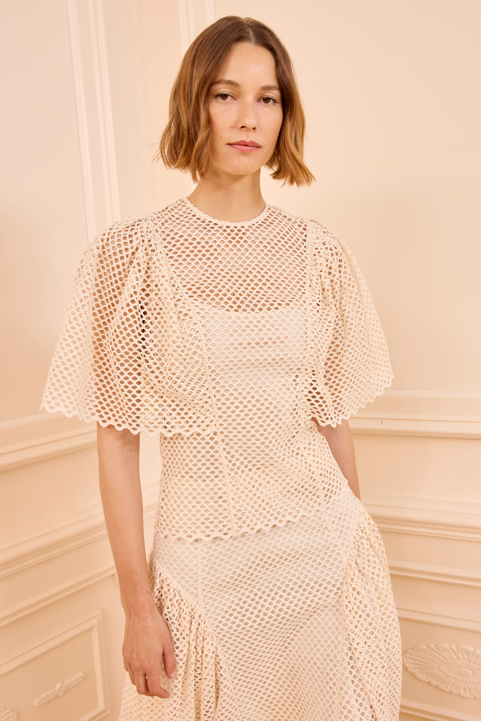 Hera Eyelet Cotton Top - Cowrie