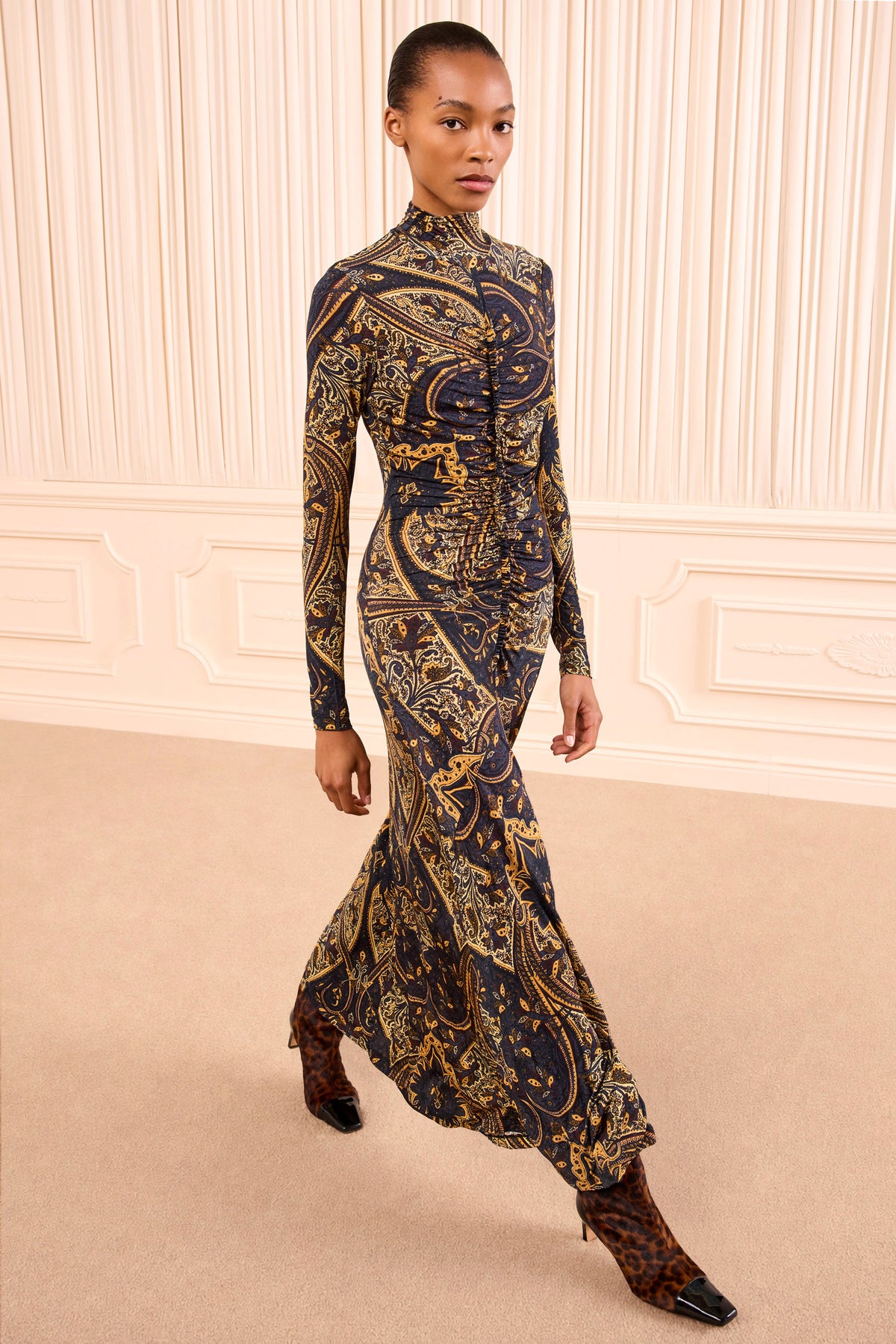 Ida Long Sleeve Jersey Dress - Twilight Paisley