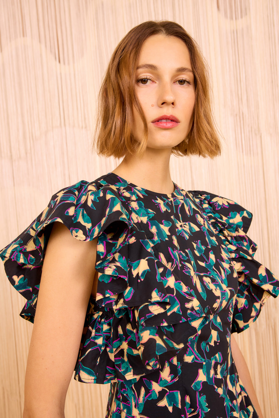 Imara Flutter Sleeve Midi Dress - Kaleidoscope