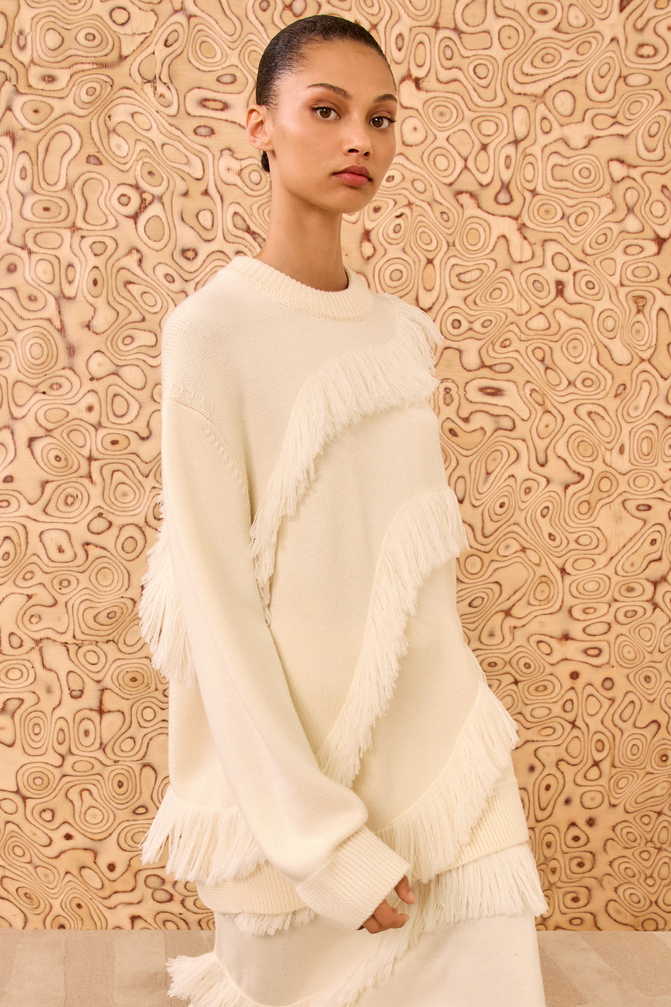 Ina Oversized Pullover w/ Fringe - Cowrie