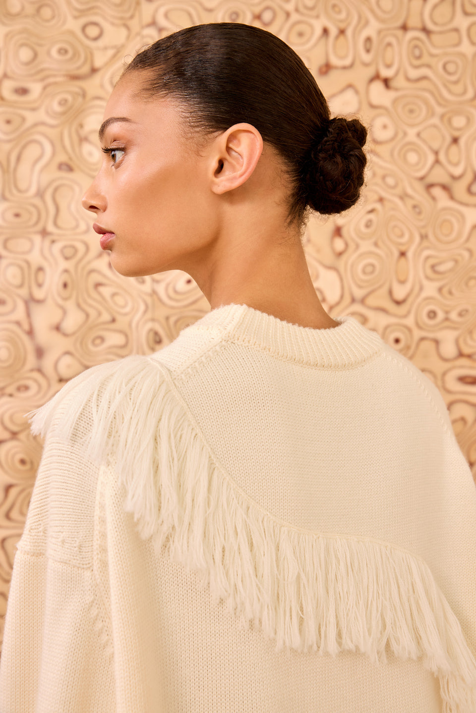 Ina Oversized Pullover w/ Fringe - Cowrie