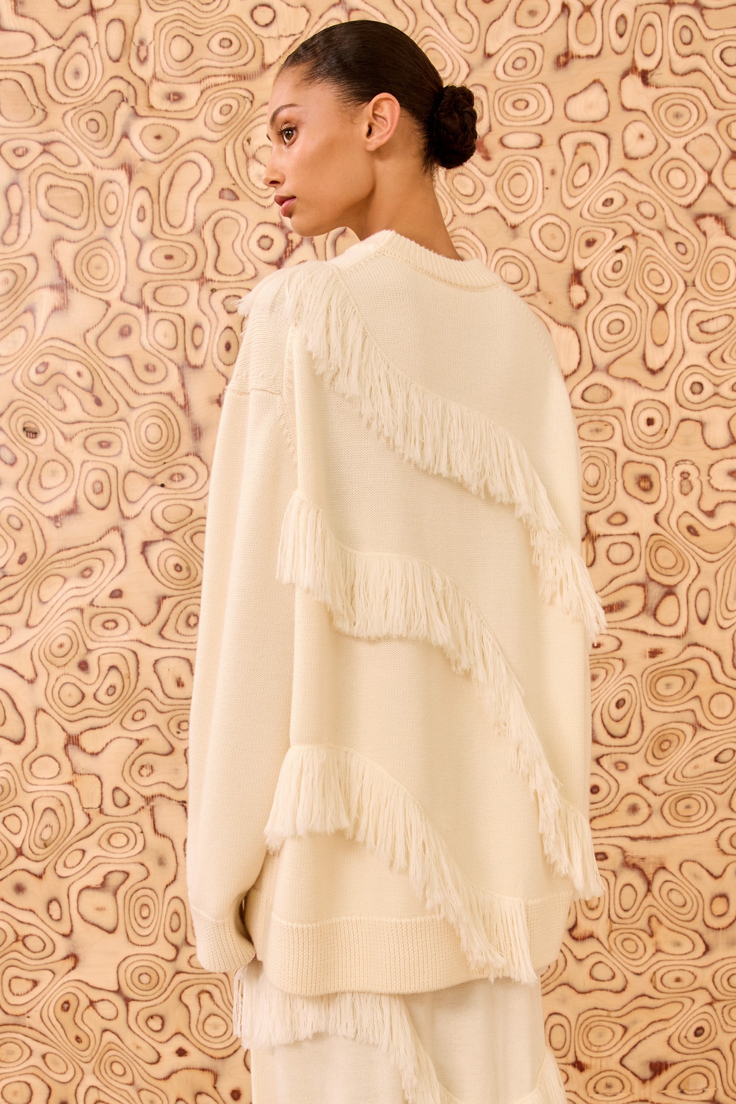 Ina Oversized Pullover w/ Fringe - Cowrie