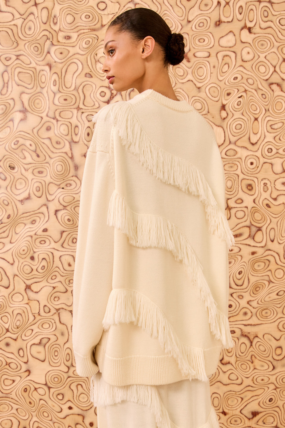 Ina Oversized Pullover w/ Fringe - Cowrie