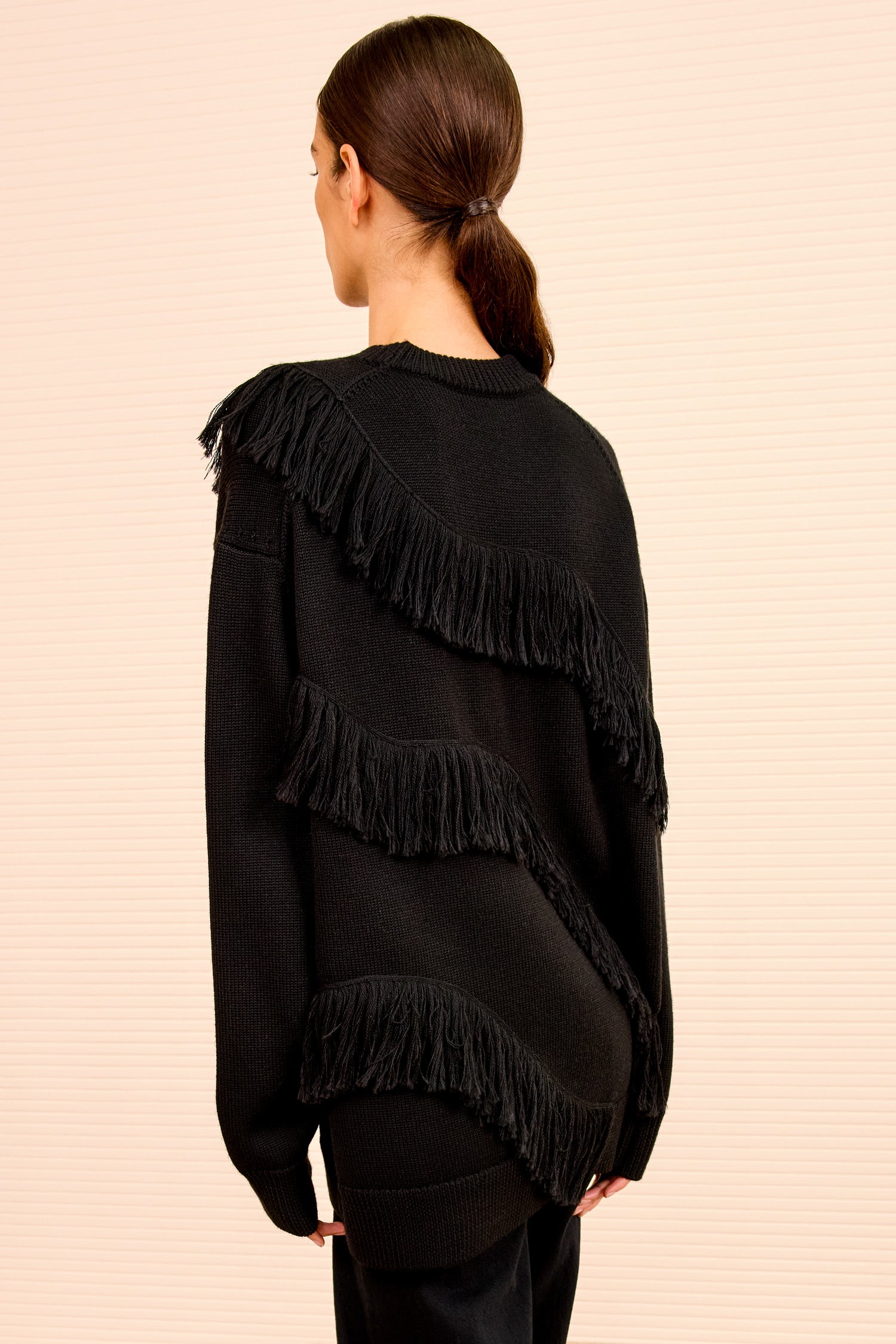 Ina Oversized Pullover w/ Fringe - Noir