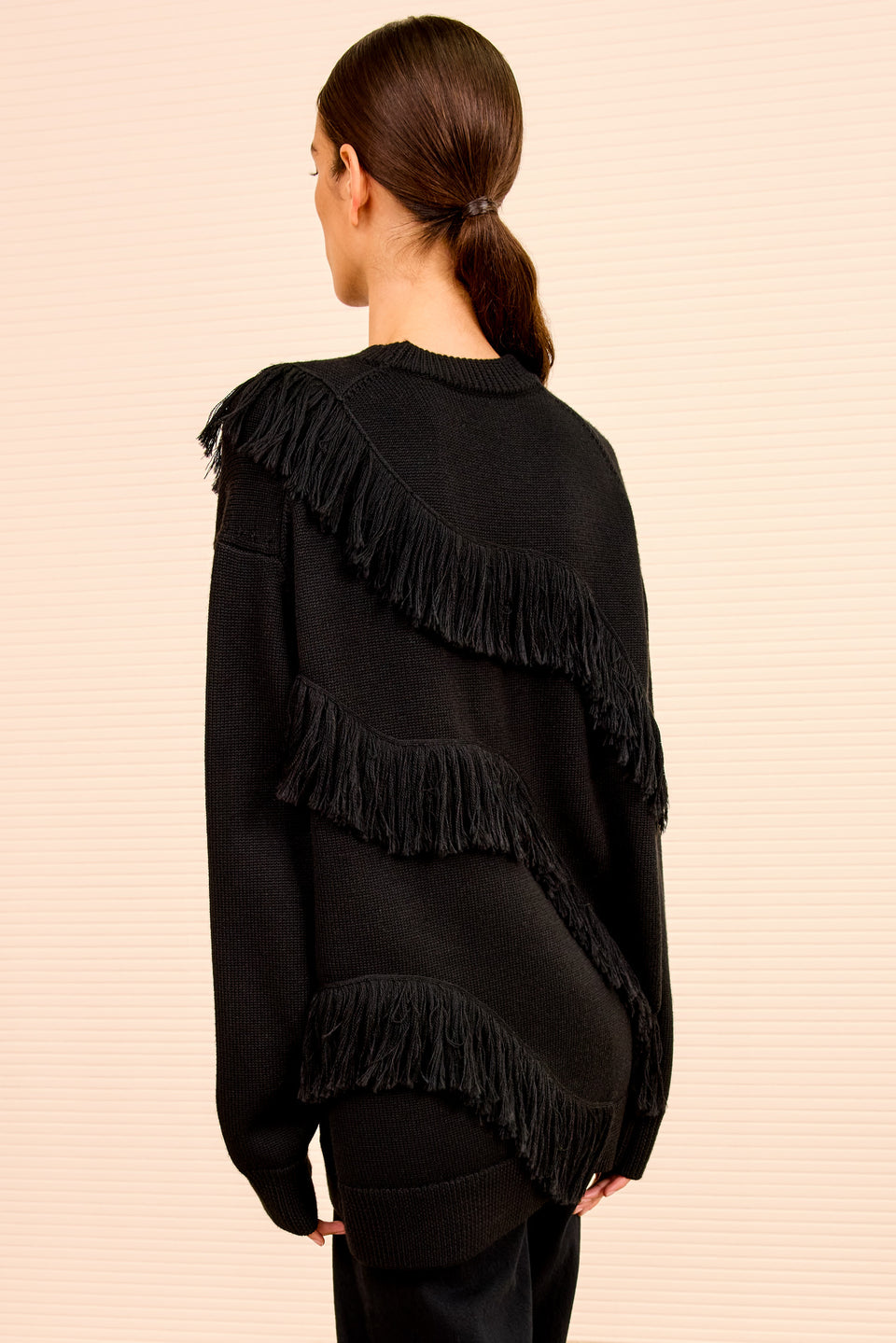 Ina Oversized Pullover w/ Fringe - Noir