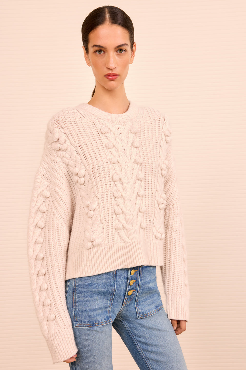 Indra Cable Knit Pullover - Alabaster