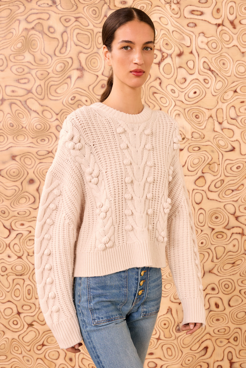 Indra Cable Knit Pullover - Alabaster