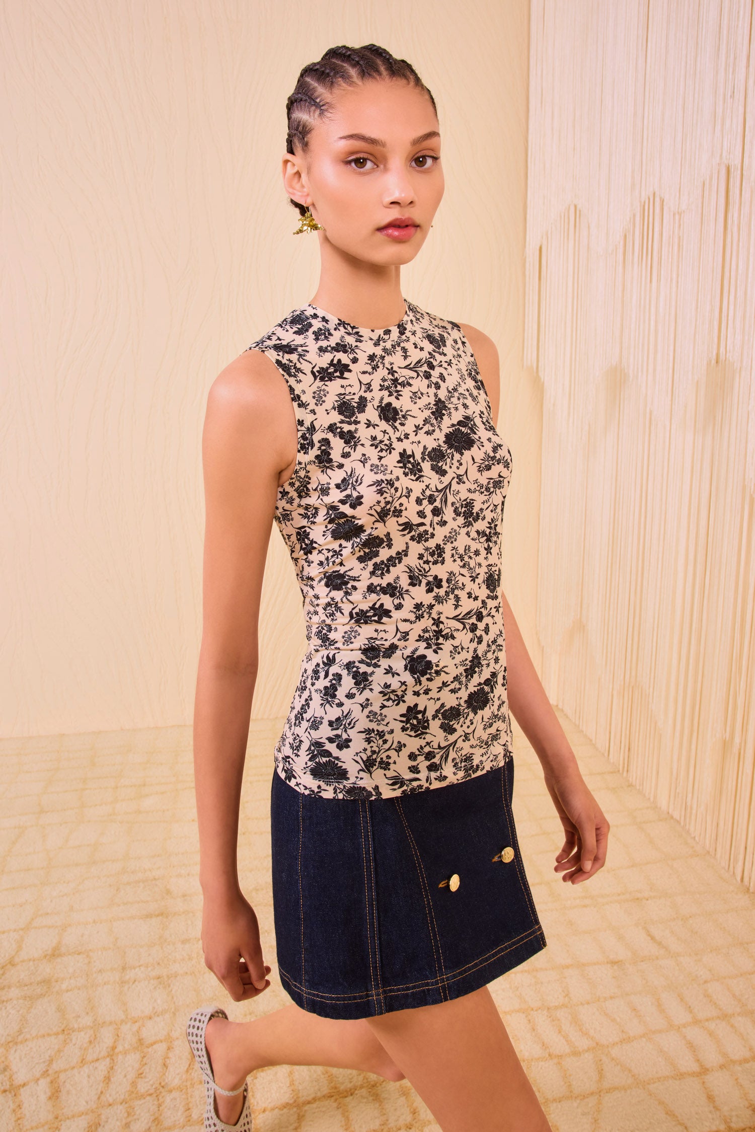 Ines Sleeveless Top - White Gardenia