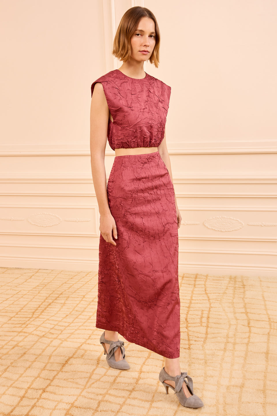 Inez Satin Pencil Skirt - Fig