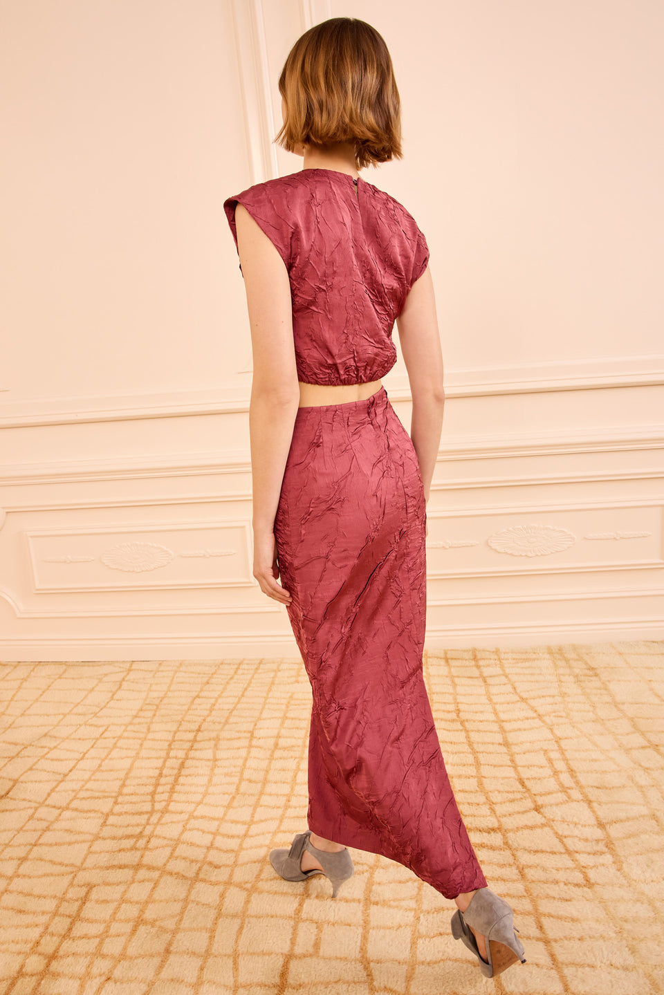 Inez Satin Pencil Skirt - Fig