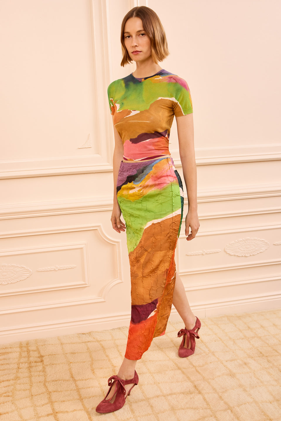 Inez Satin Pencil Skirt - Nature Abhors A Vacuum