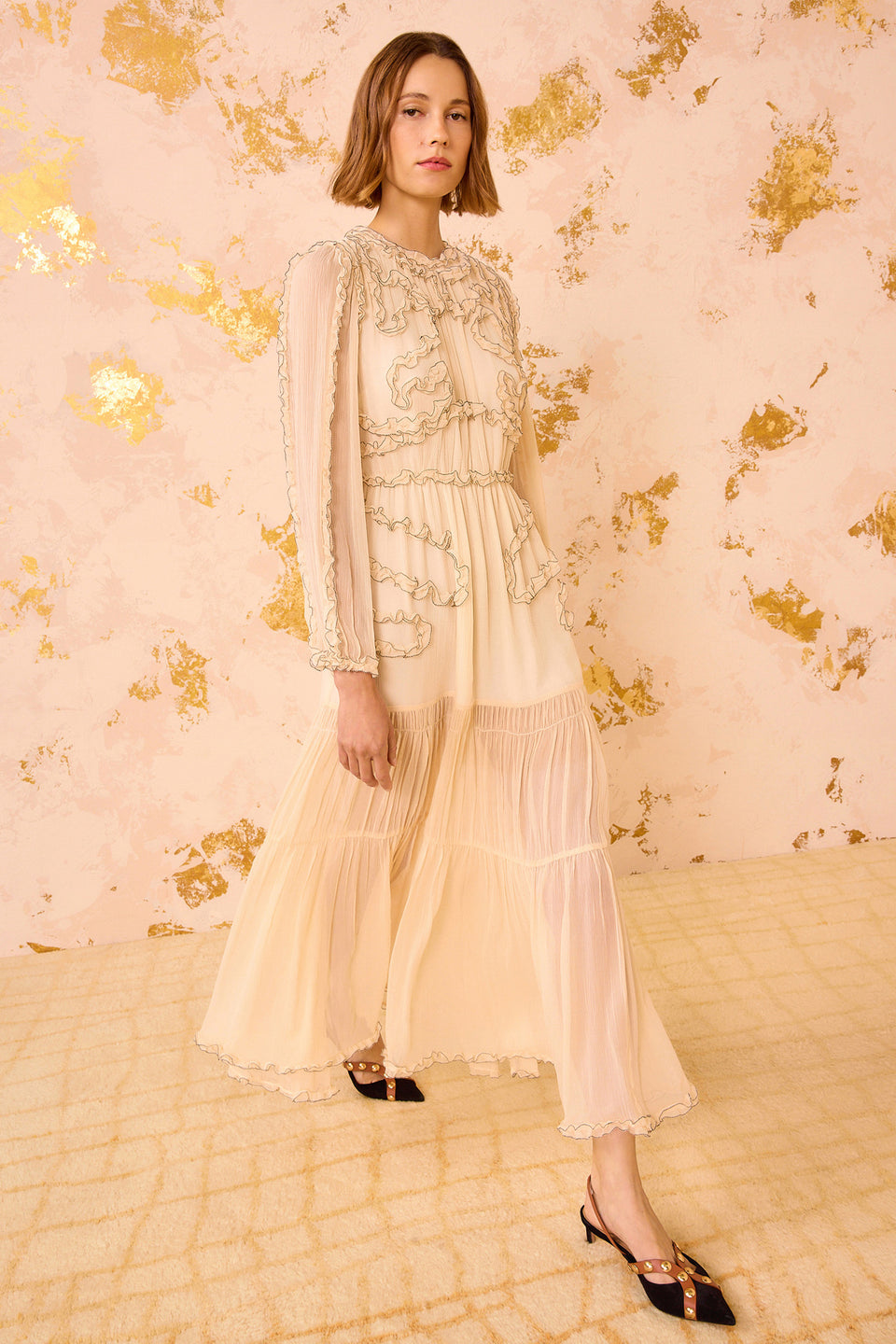 Iona Silk Long Dress - Chantilly