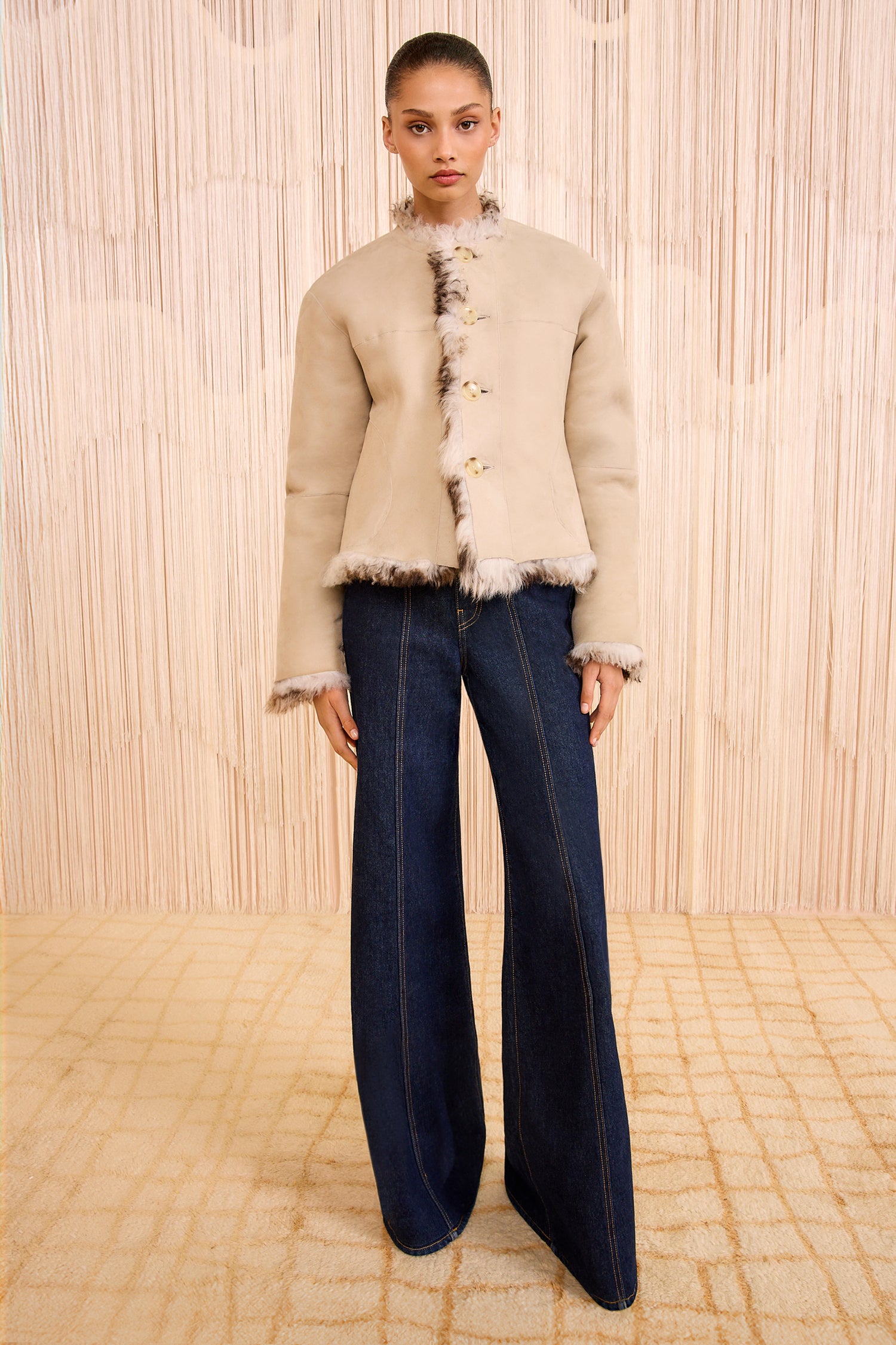 Irina Short Shearling Coat - Pietra