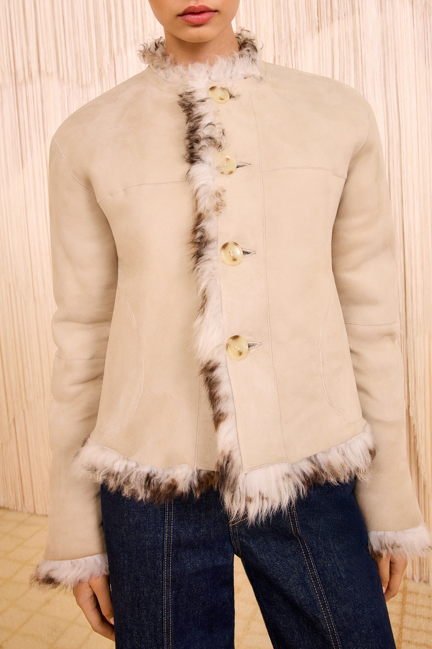 Irina Short Shearling Coat - Pietra