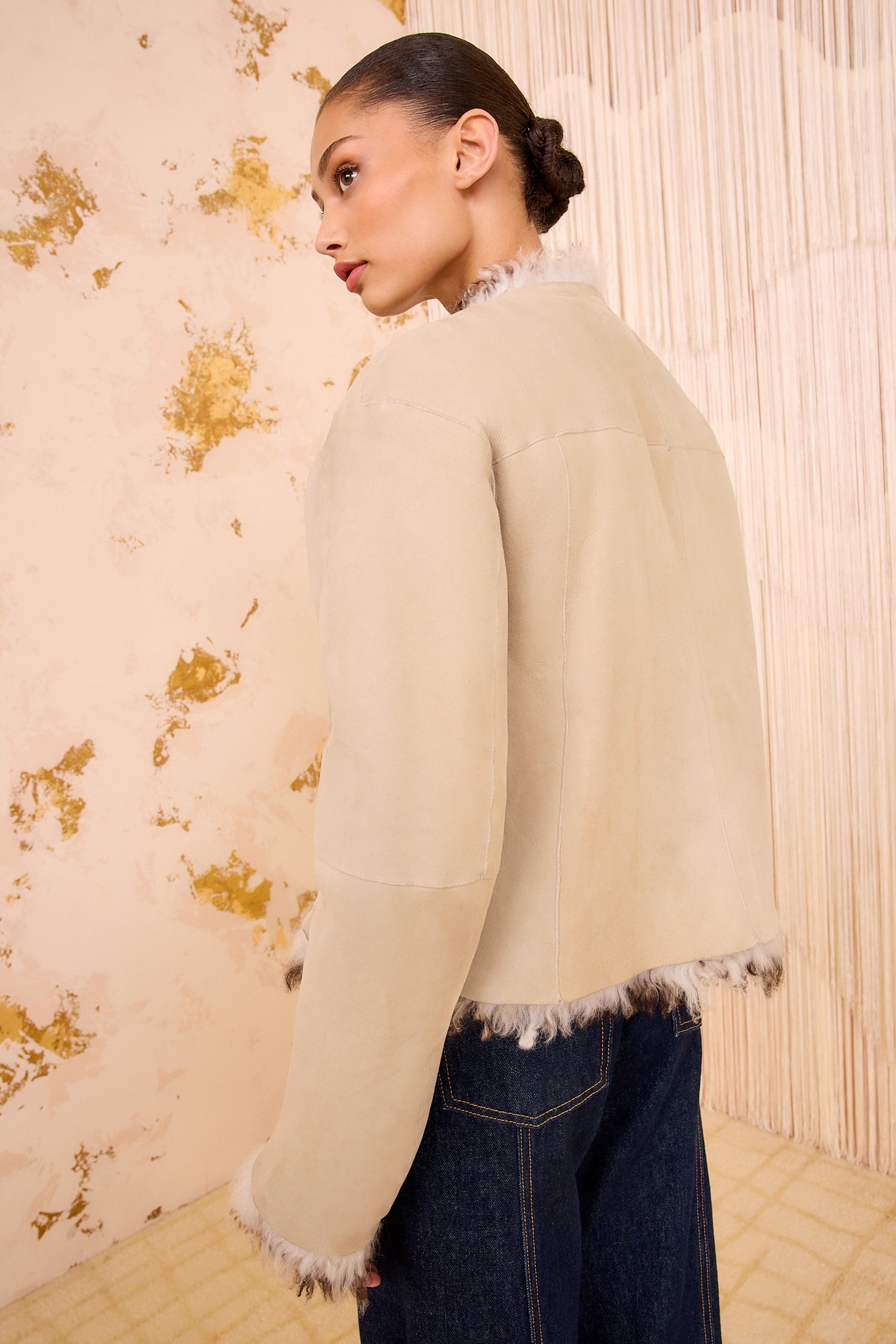 Irina Short Shearling Coat - Pietra