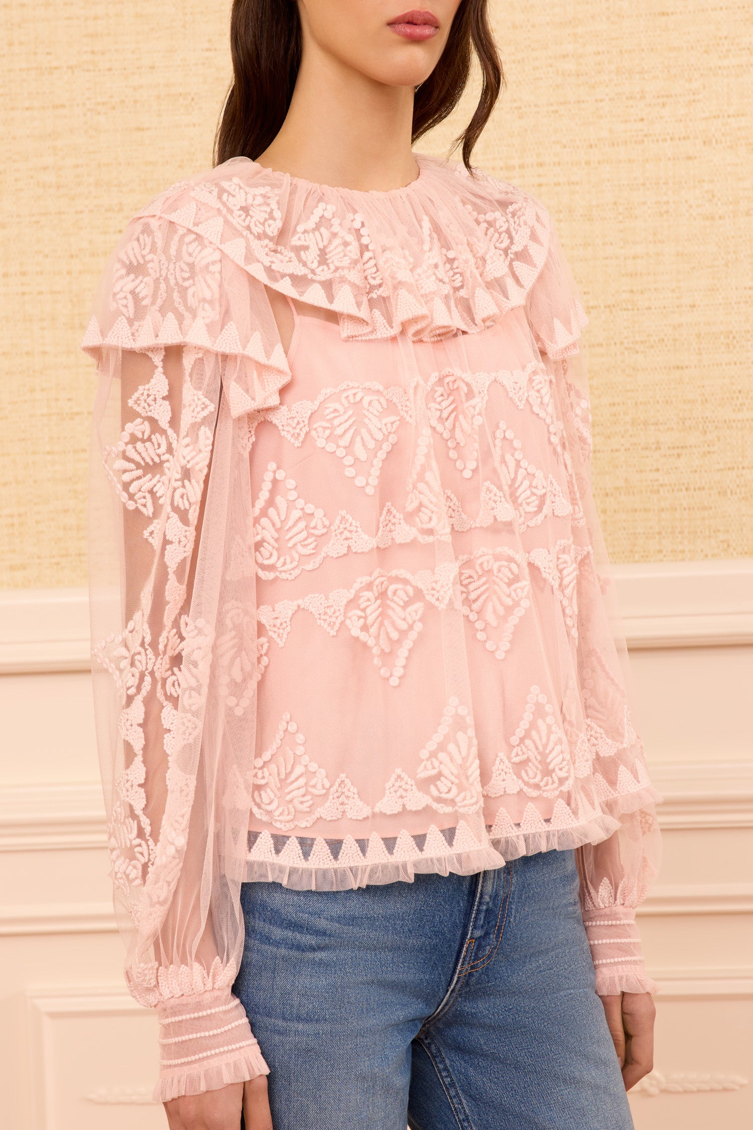 Ulla Johnson Ivy Tulle Blouse - Blush