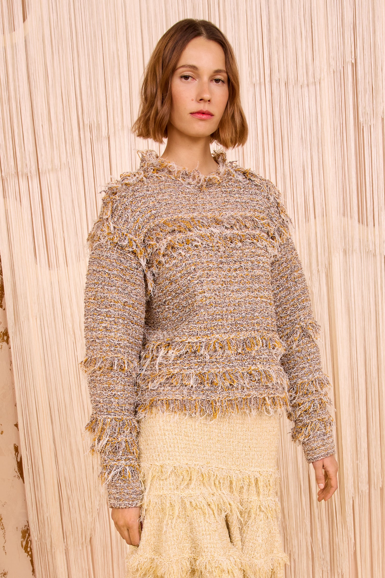 Jael Knit Tweed Long Sleeve Pullover - Helios