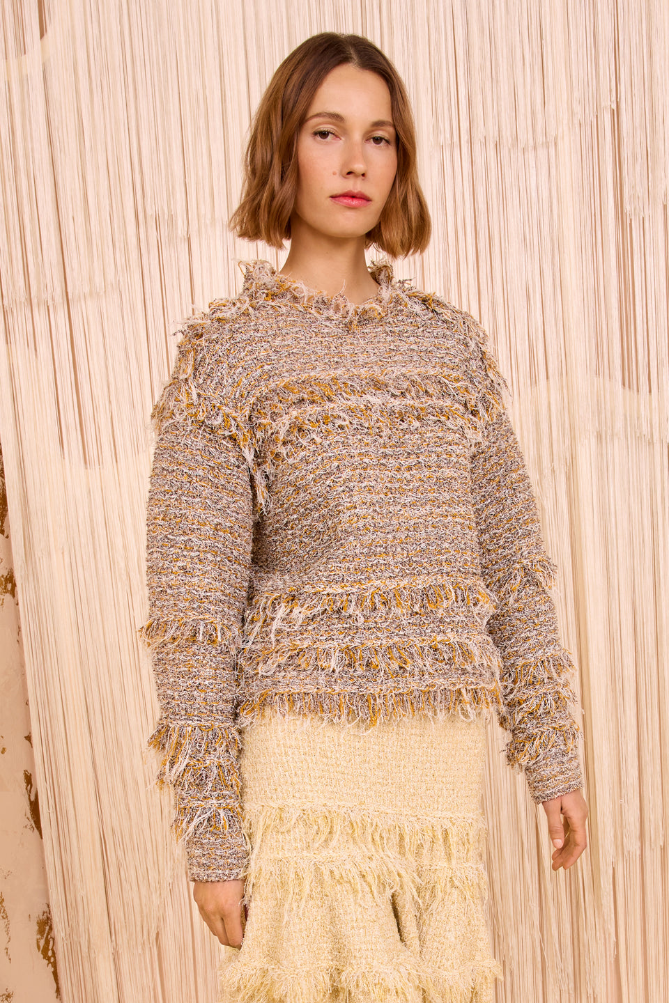 Jael Knit Tweed Long Sleeve Pullover - Helios
