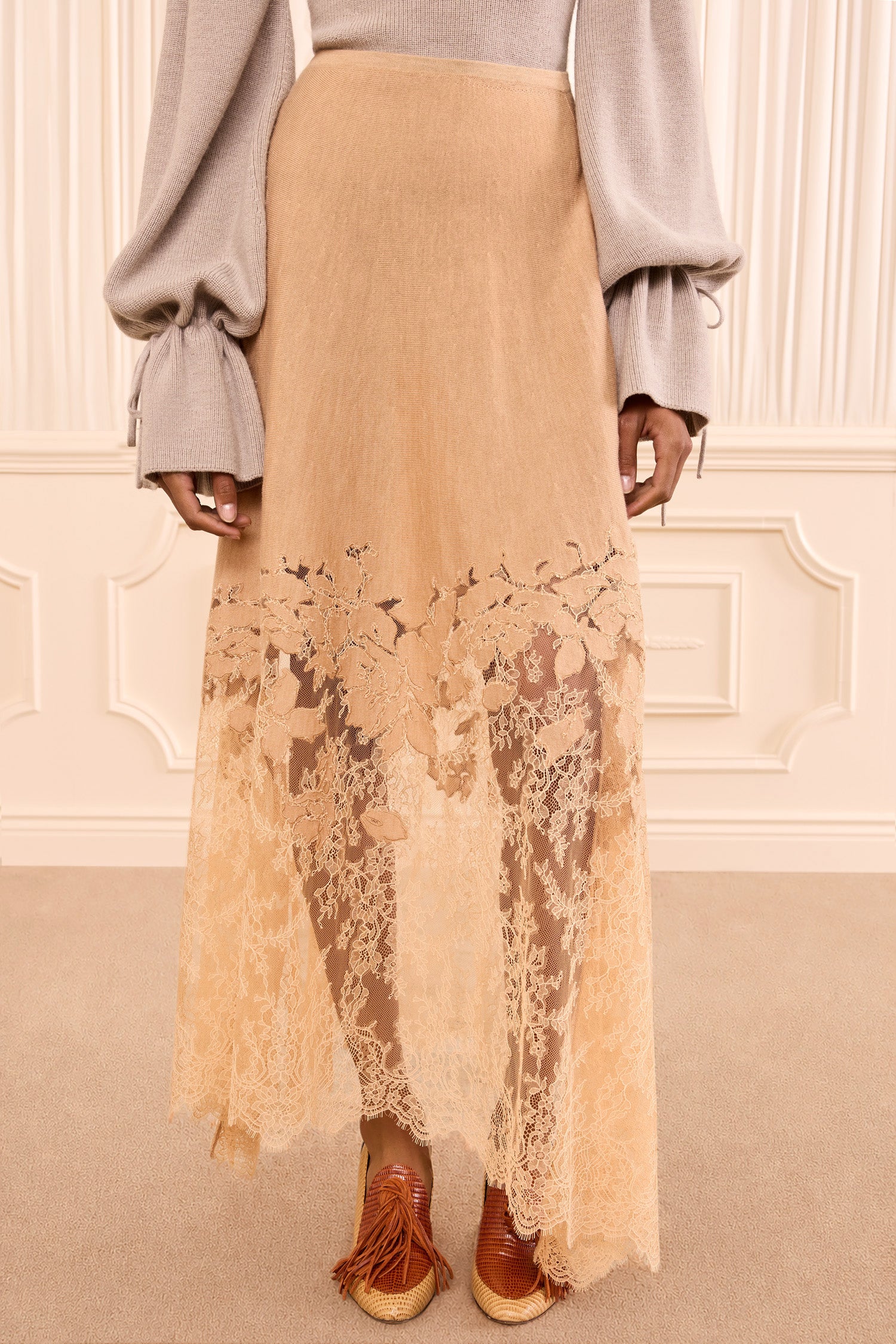 Ulla Johnson Josina Lace Midi Skirt - Almond