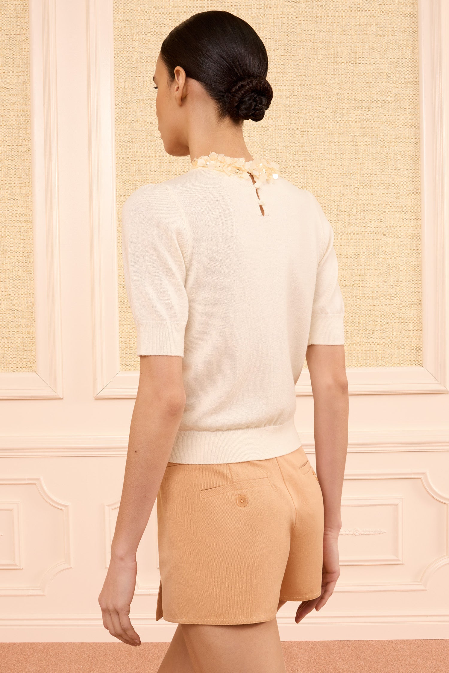 Jude SS Embellished Top - Pearled Ivory
